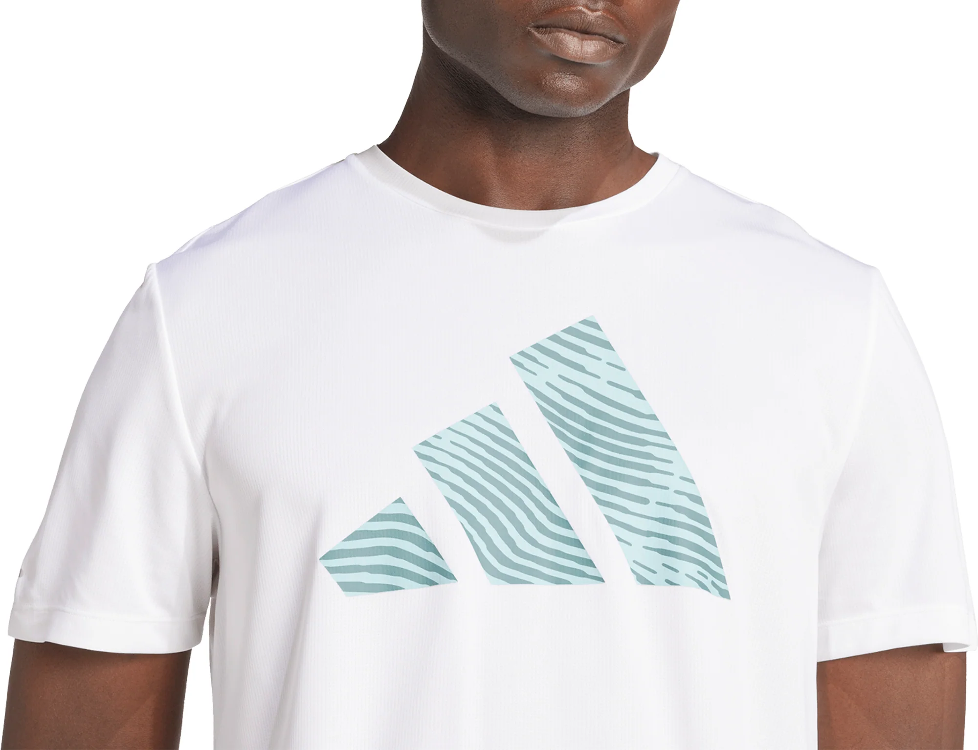 adidas Adi365 Essentials Brand Love Short Sleeve Mens Running Top - White - Image 3
