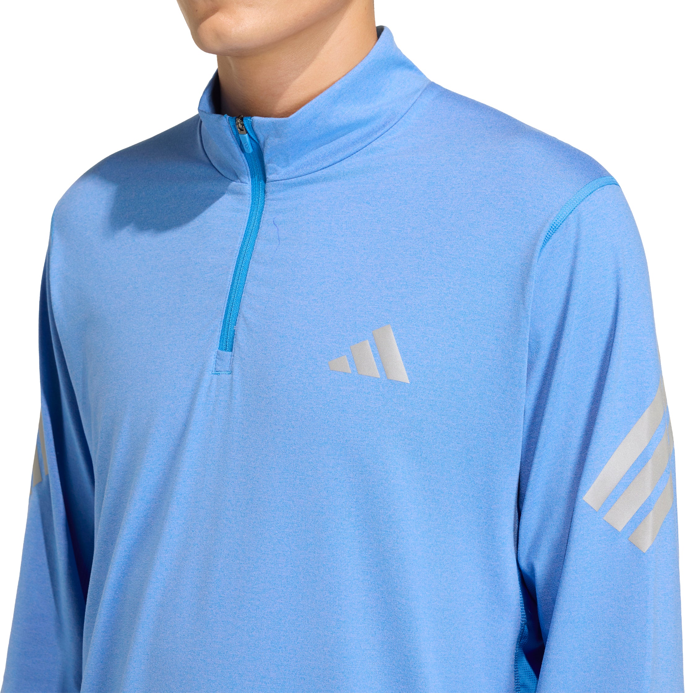 adidas Adi365 Iconic Half Zip Long Sleeve Mens Running Top - Blue - Image 4