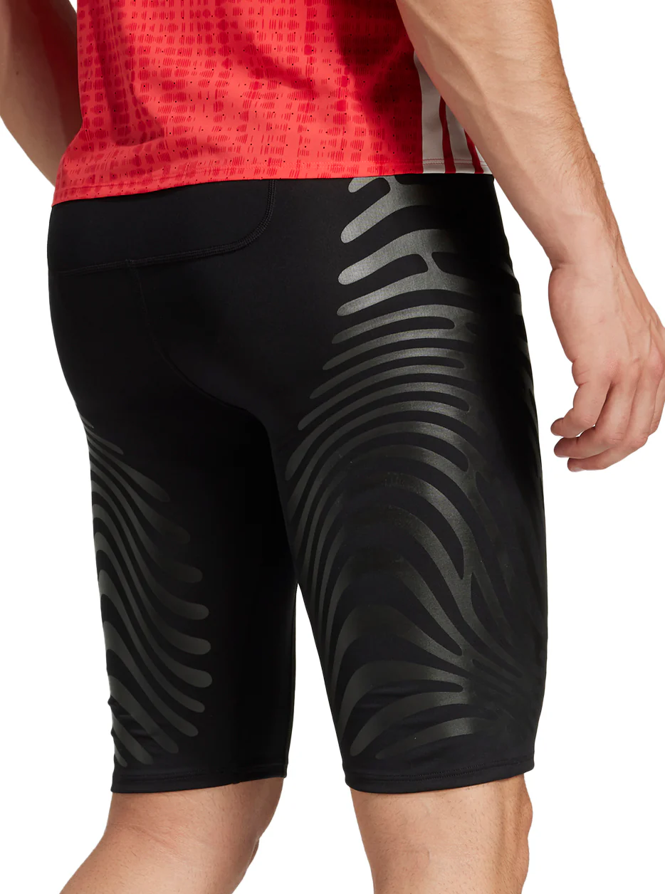 adidas Adizero Control Mens Short Running Tights With Stash Pocket - Black - Image 2
