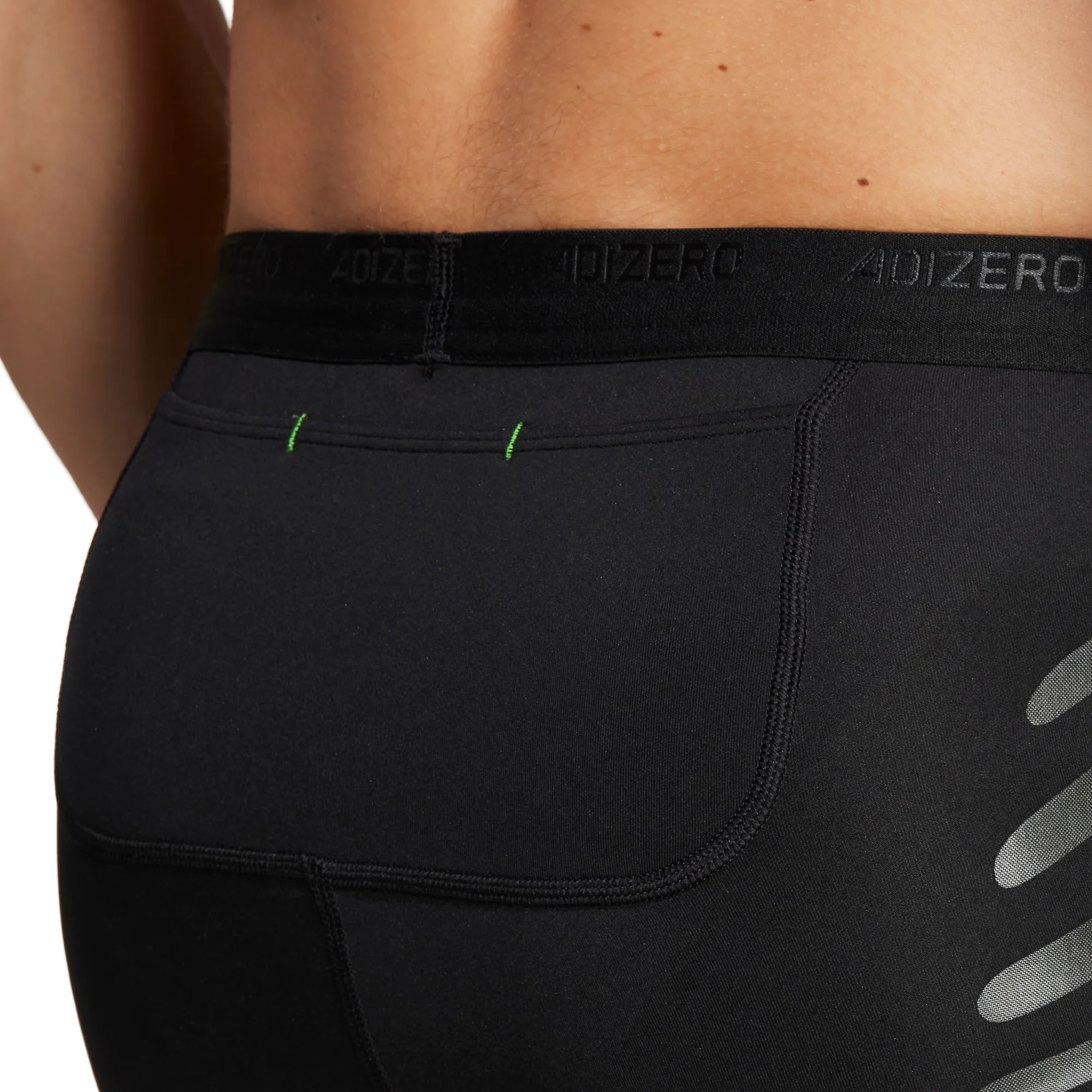 adidas Adizero Control Mens Short Running Tights With Stash Pocket - Black - Image 4