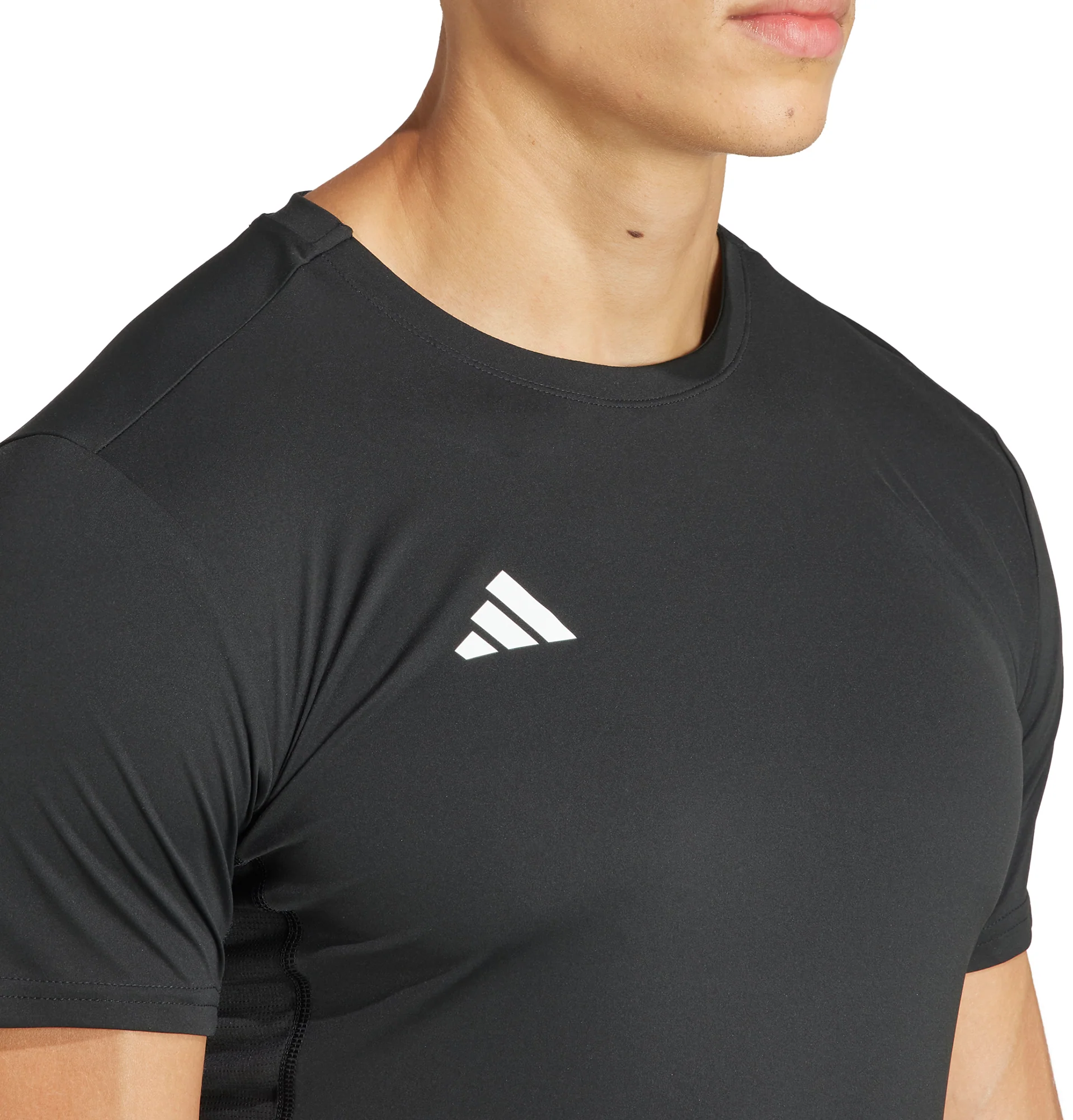 adidas Adizero Essentials Short Sleeve Mens Running Top - Black - Image 3