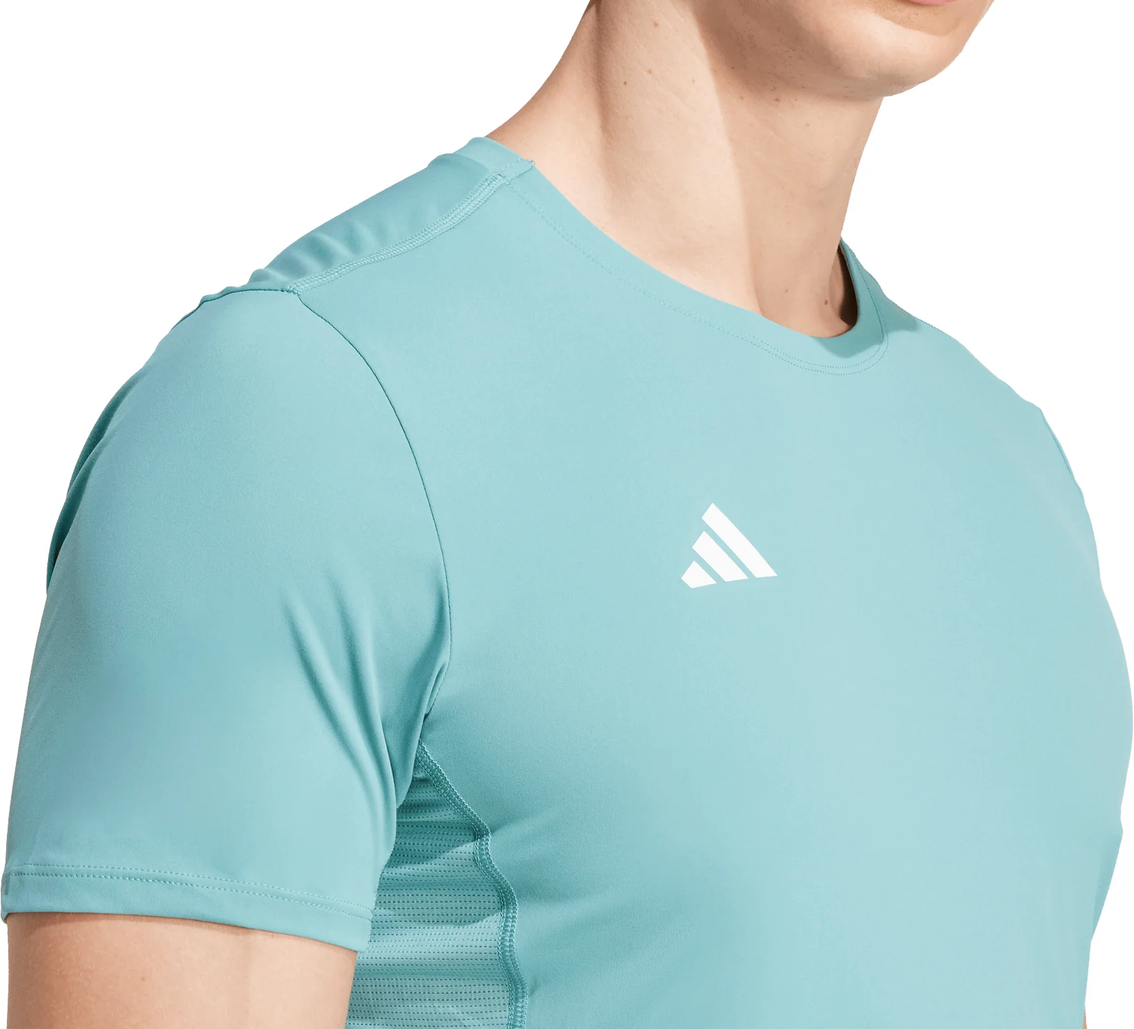 adidas Adizero Essentials Short Sleeve Mens Running Top - Green - Image 3