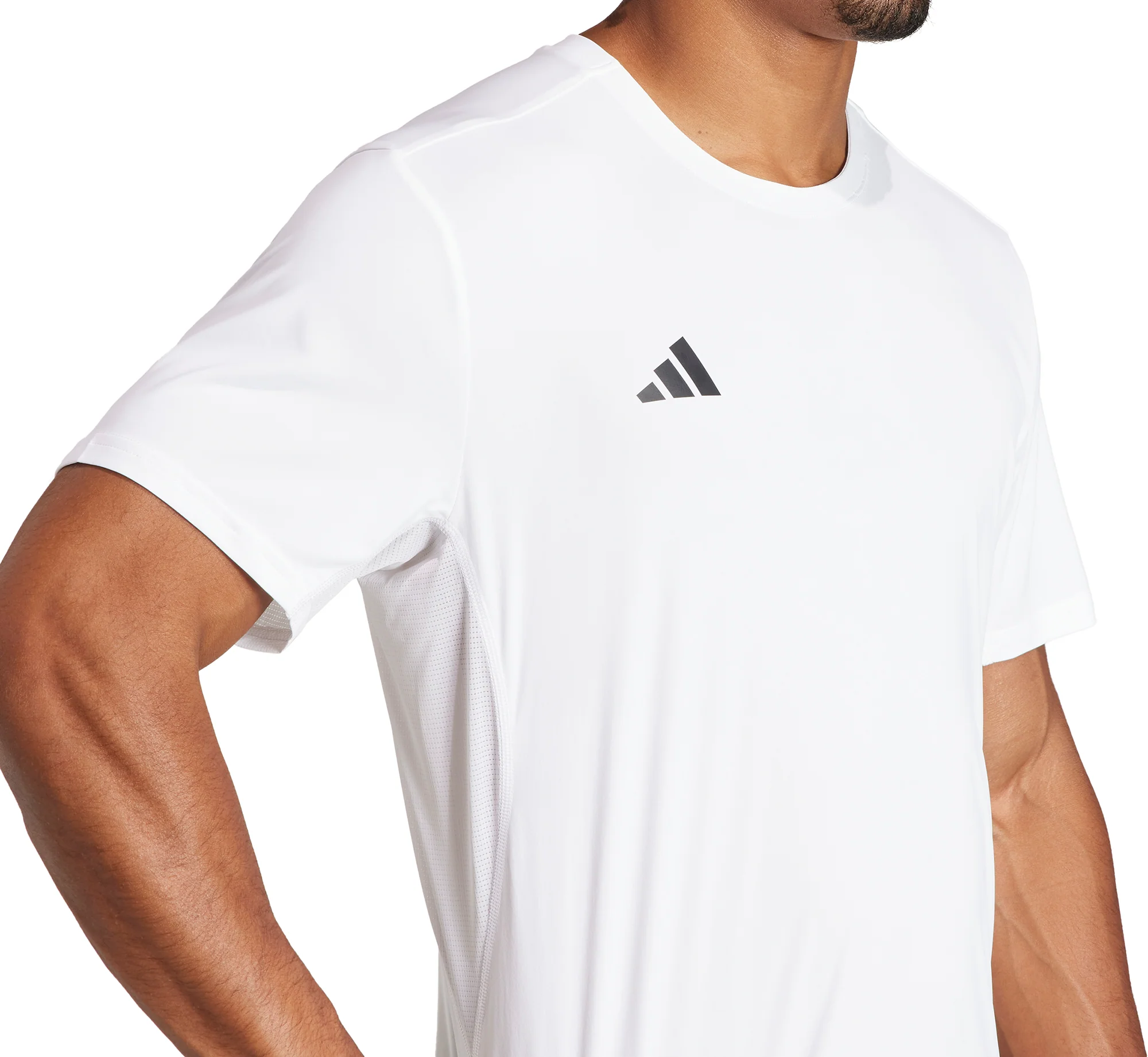 adidas Adizero Essentials Short Sleeve Mens Running Top - White - Image 3