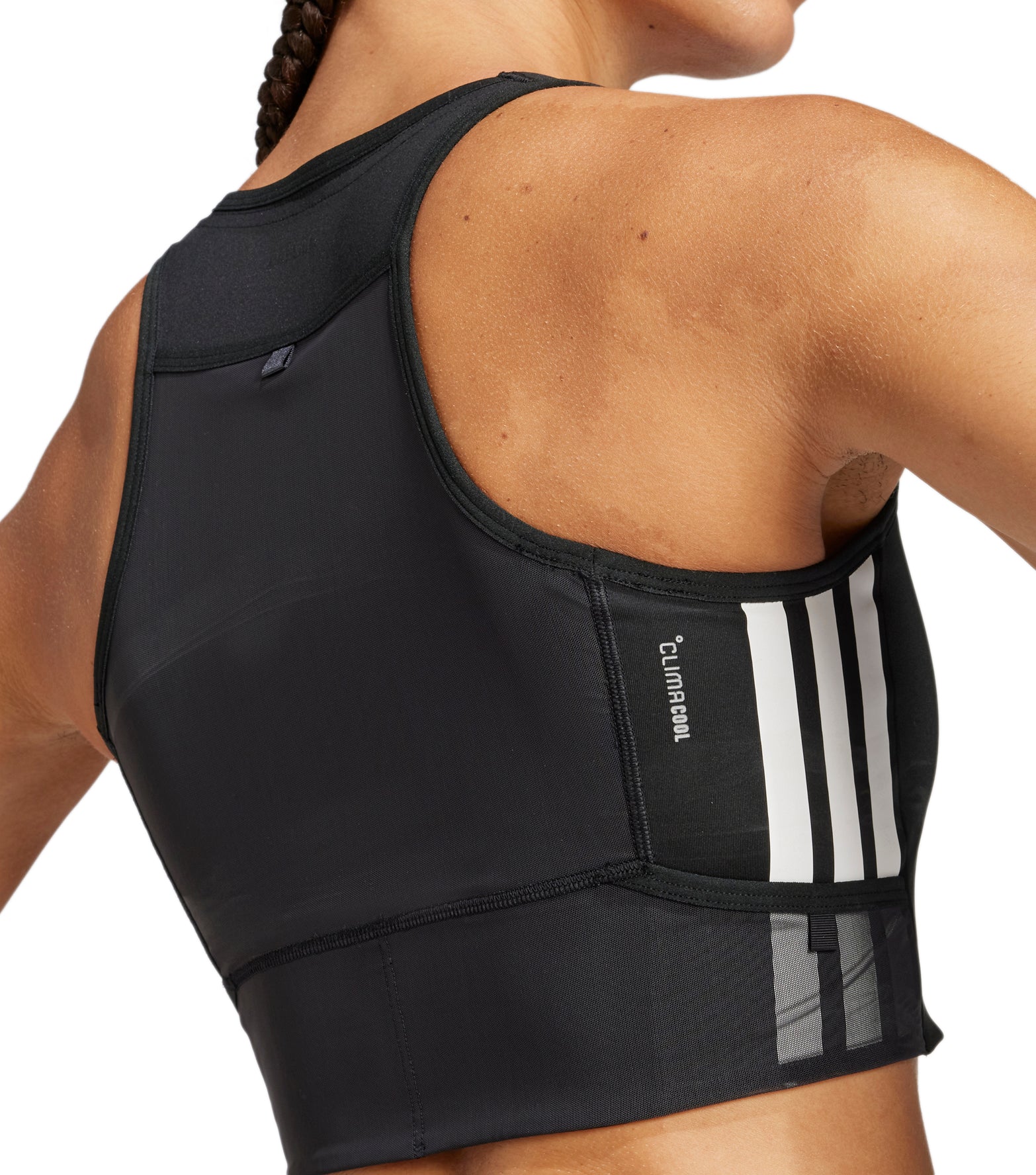 adidas Adizero Gel Pocket Womens Running Crop Top - Black - Image 2