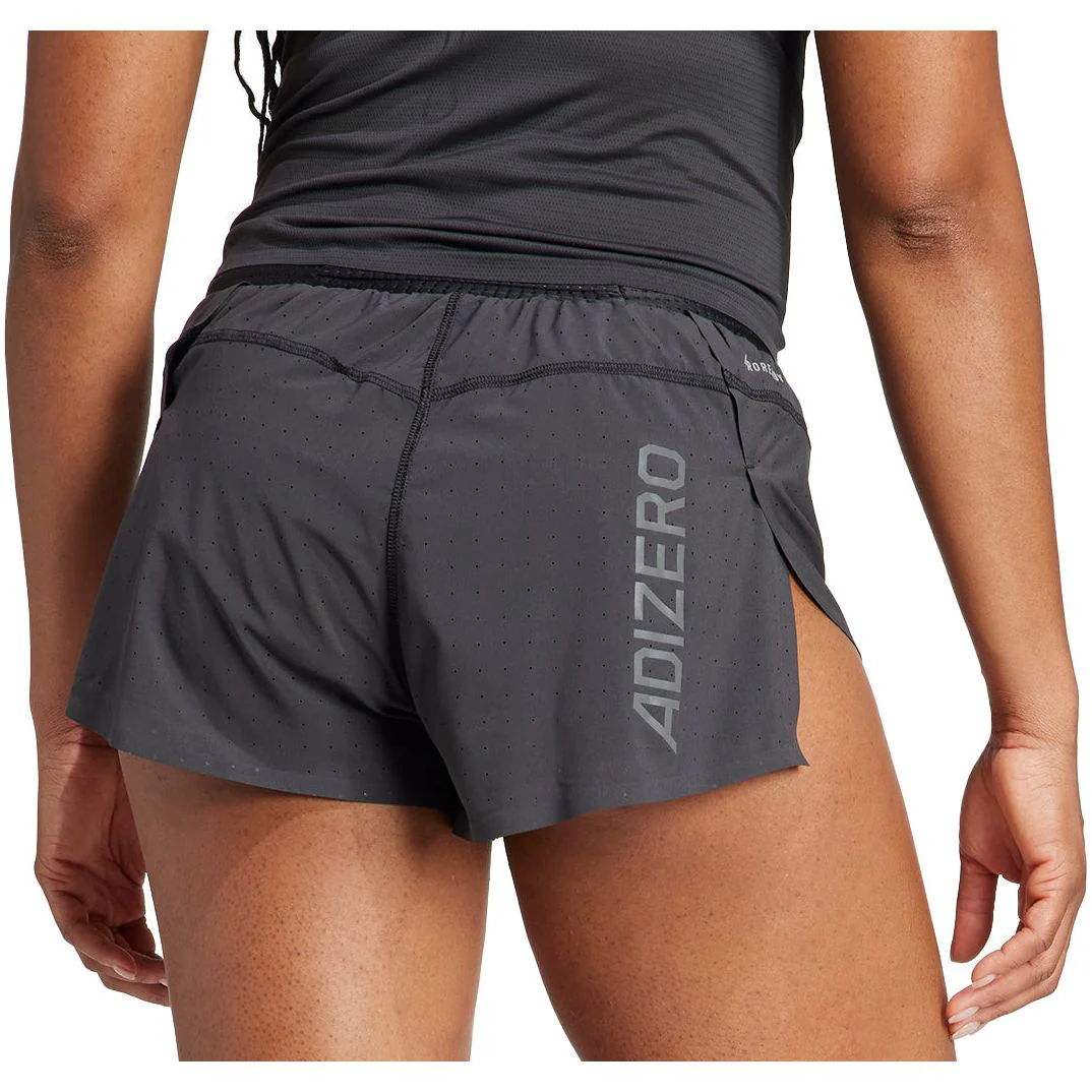adidas Adizero Womens Split Running Shorts - Black - Image 2