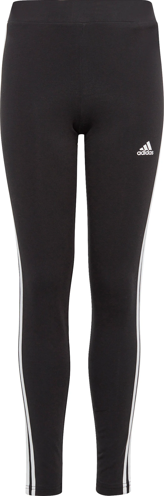 adidas Essentials 3 Stripes Junior Cotton Long Tights  - Black