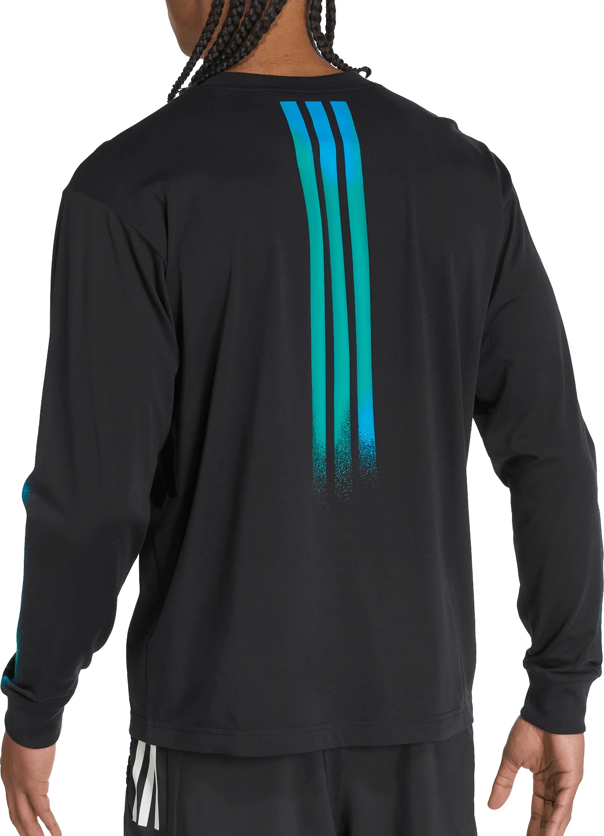 adidas Follow The Line Graphic Long Sleeve Mens Running Top - Black - Image 2
