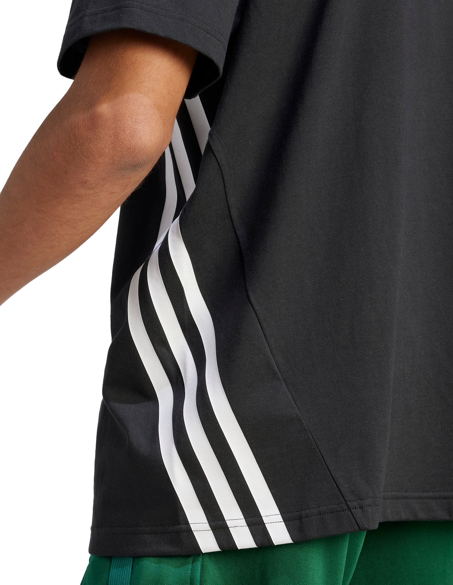 adidas Future Icons 3 Stripes Mens Short Sleeve Top - Black - Image 3