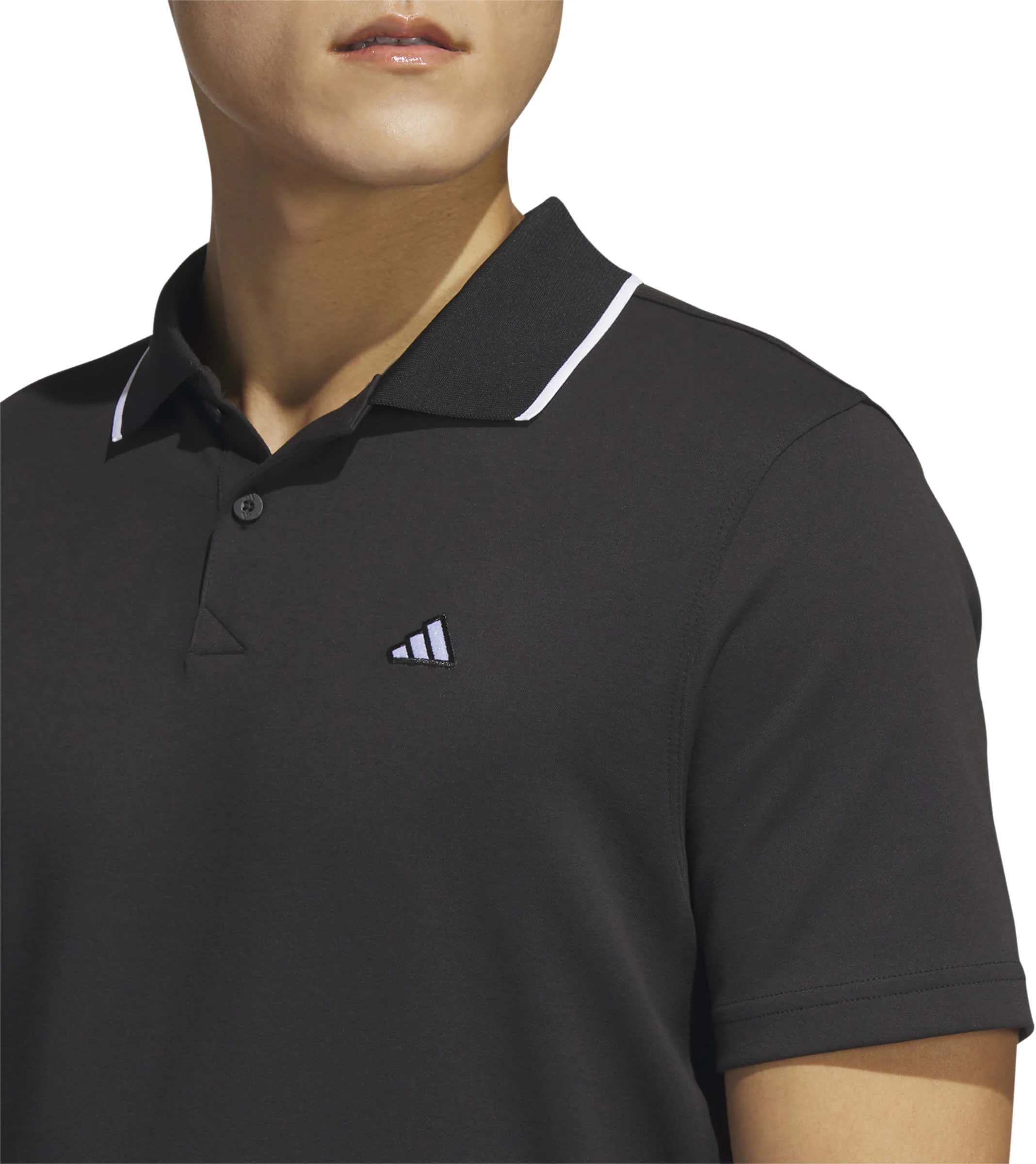 adidas Go To Pique Short Sleeve Mens Golf Polo Shirt - Black - Image 3