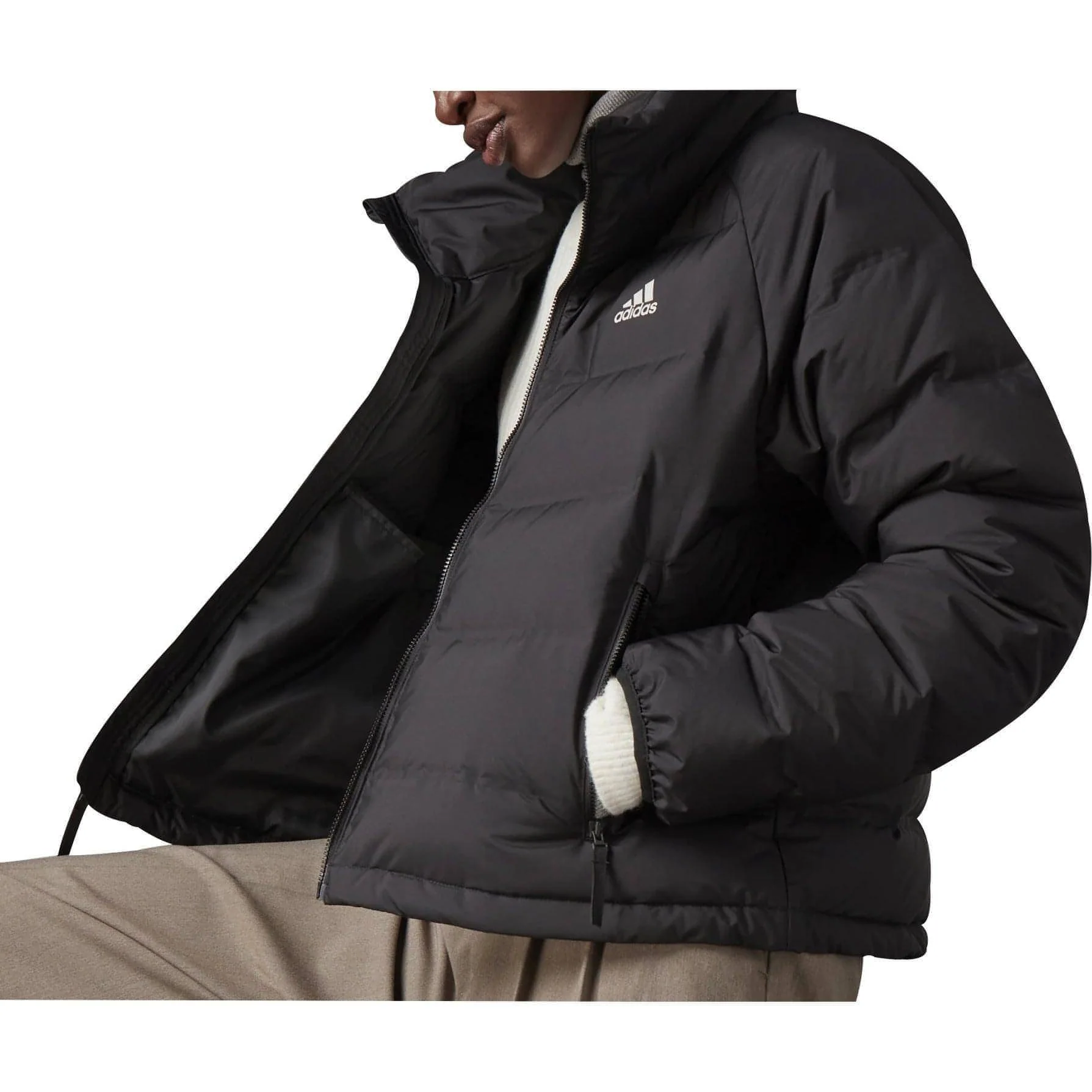adidas Helionic Relaxed Fit Womens Down Jacket - Black - Image 3