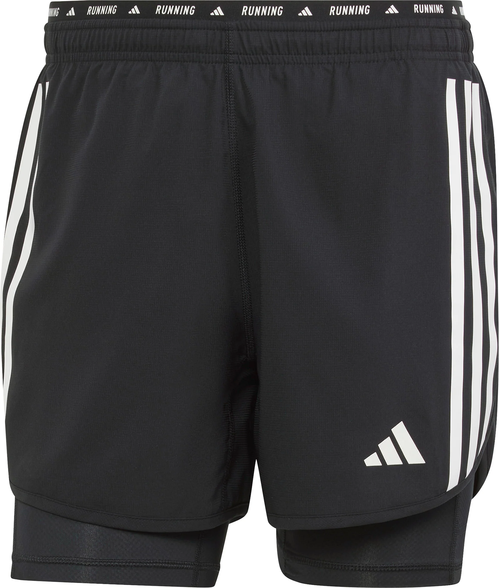 adidas Own The Run 3 Stripes 2 In 1 Mens Running Shorts - Black - Image 5