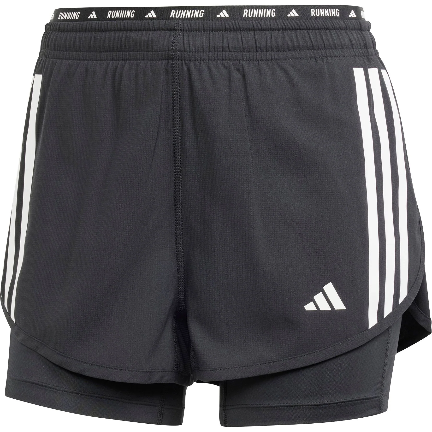 adidas Own The Run 3 Stripes 2 In 1 Womens Running Shorts - Black - Image 8