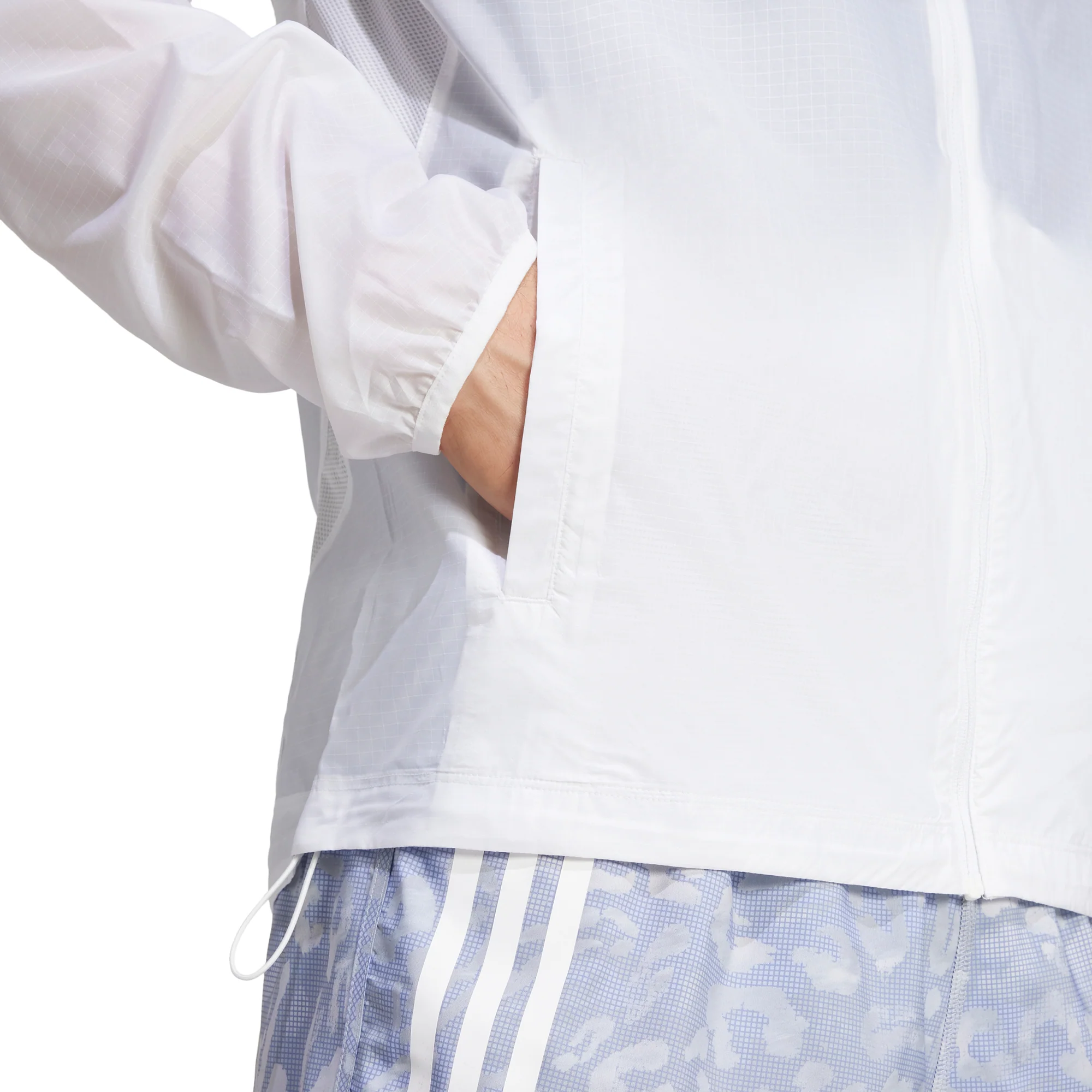 adidas Own The Run 3 Stripes Packable Mens Running Jacket - White - Image 4
