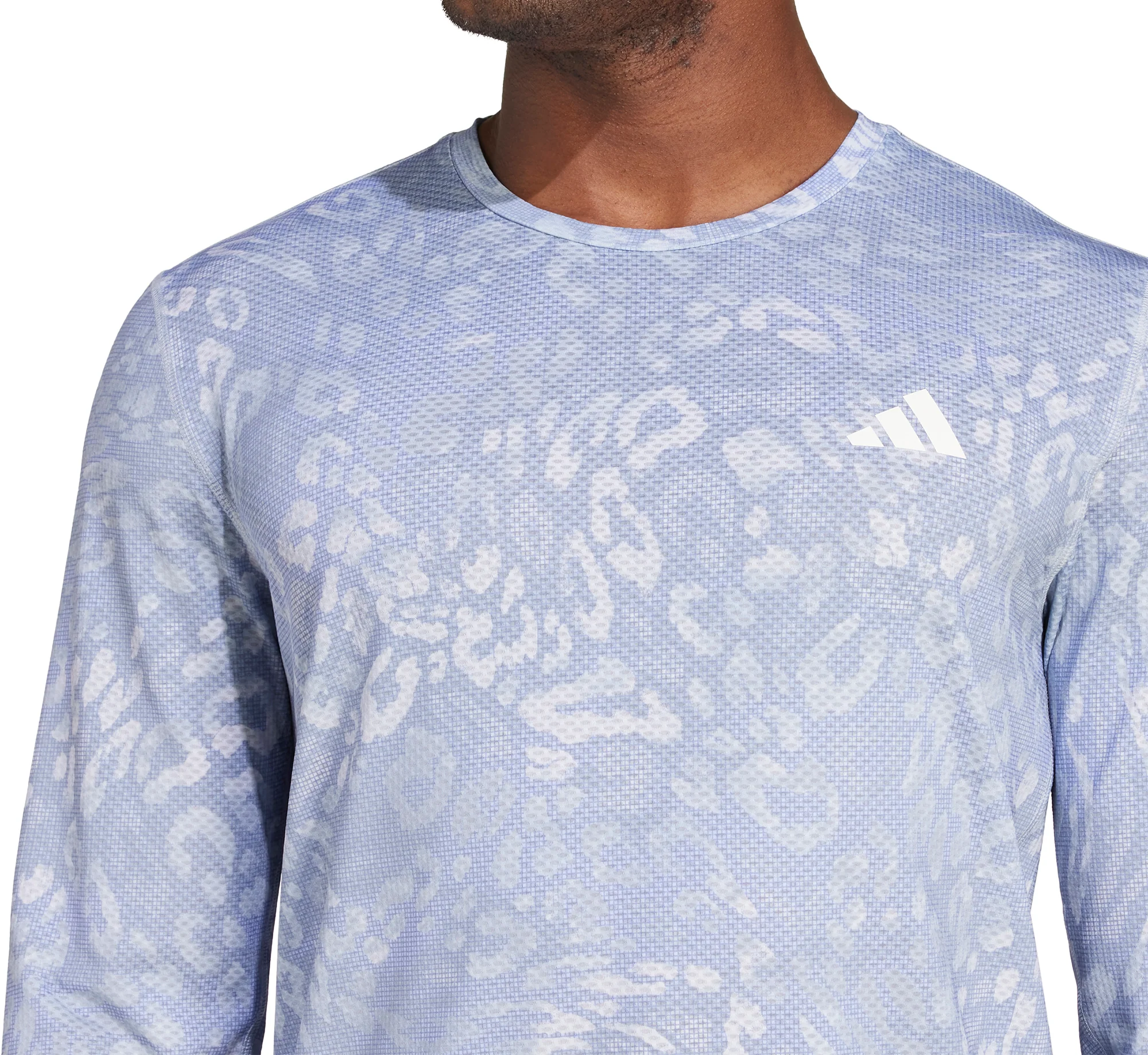 adidas Own The Run ClimaCool 3 Stripes Long Sleeve Mens Running Top - Grey - Image 3