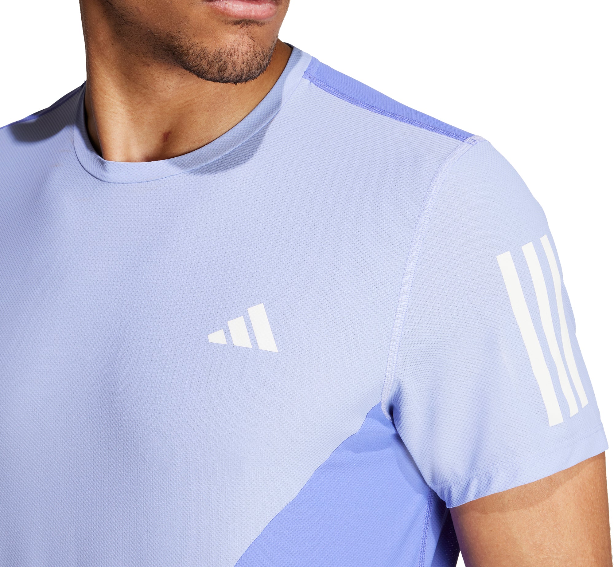 adidas Own The Run Colourblock Short Sleeve Mens Running Top - Blue - Image 3