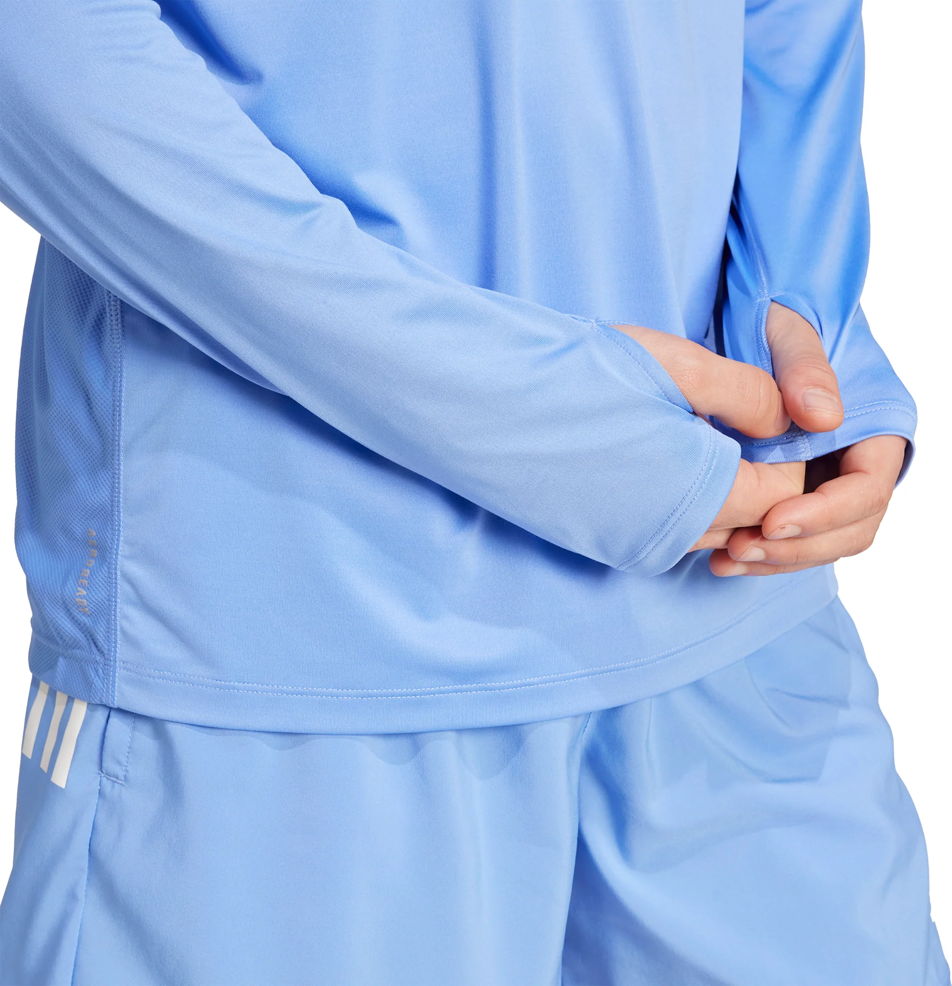 adidas Own The Run Half Zip Long Sleeve Mens Running Top - Blue - Image 3