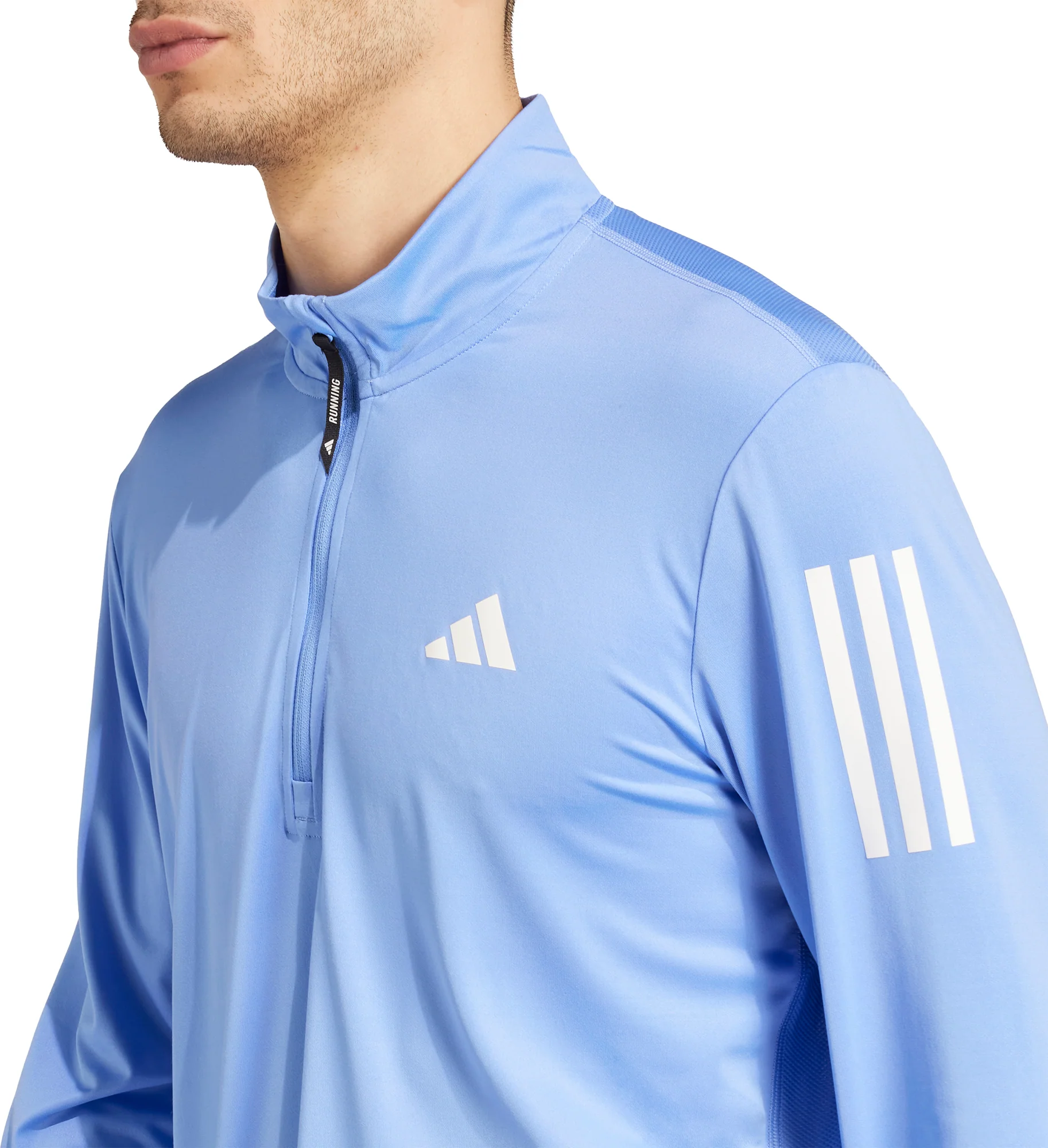 adidas Own The Run Half Zip Long Sleeve Mens Running Top - Blue - Image 4