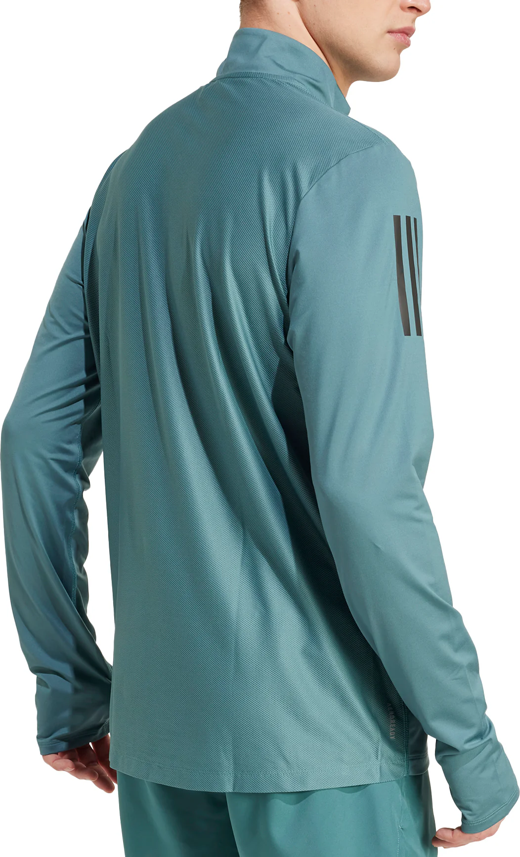 adidas Own The Run Half Zip Long Sleeve Mens Running Top - Green - Image 2