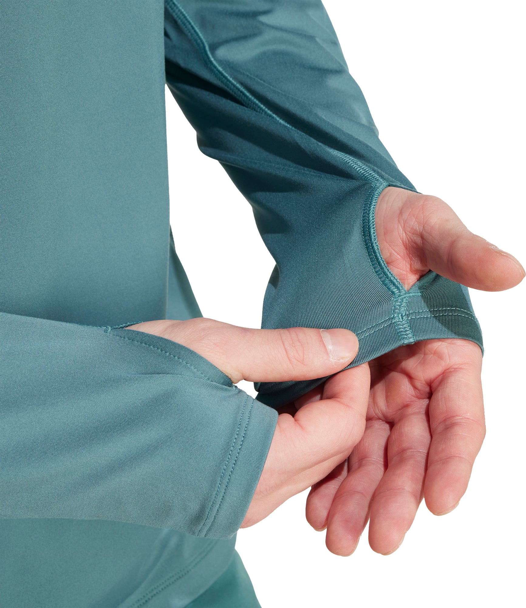 adidas Own The Run Half Zip Long Sleeve Mens Running Top - Green - Image 3