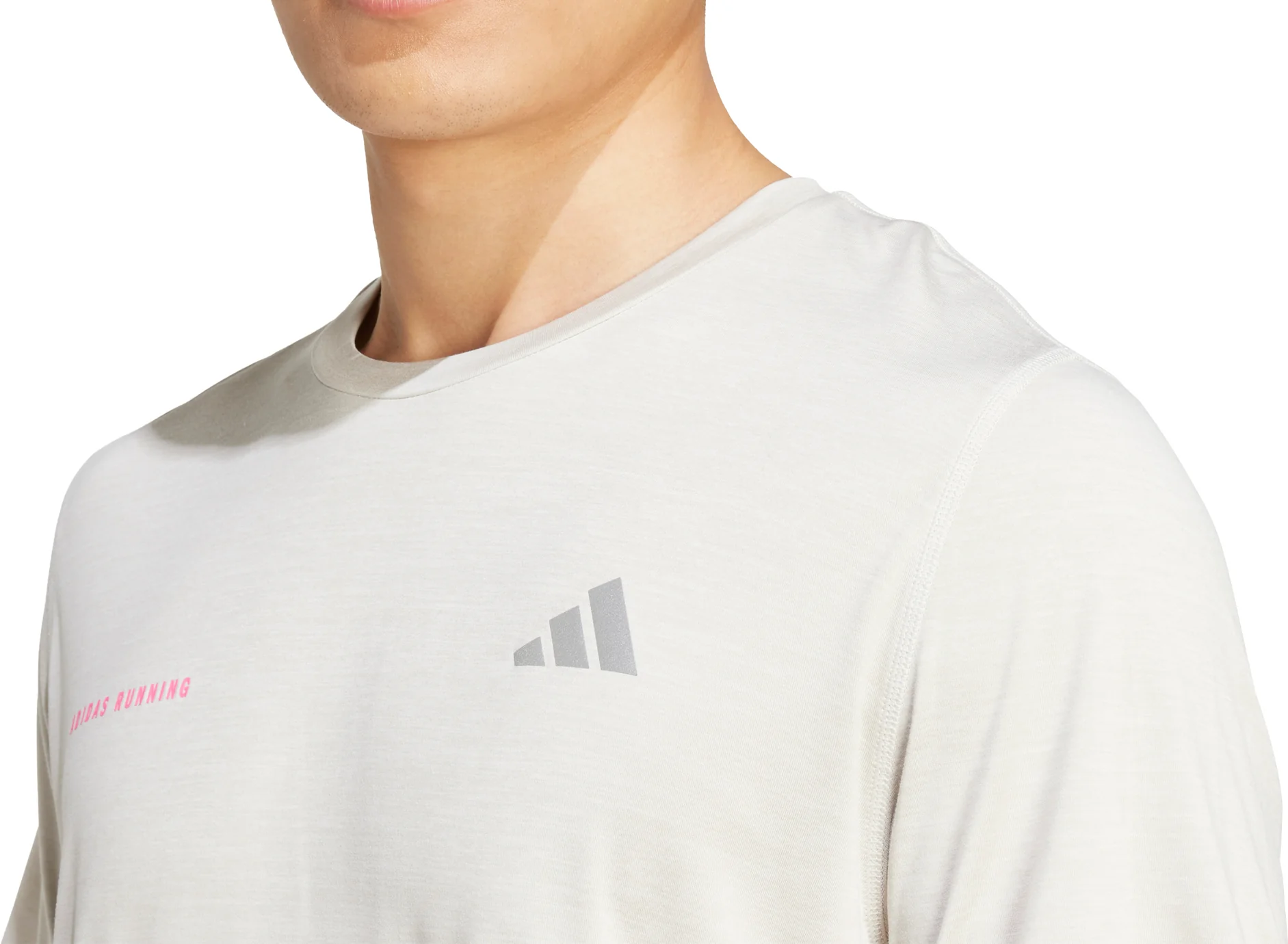 adidas Own The Run Melange Short Sleeve Mens Running Top - Grey - Image 3