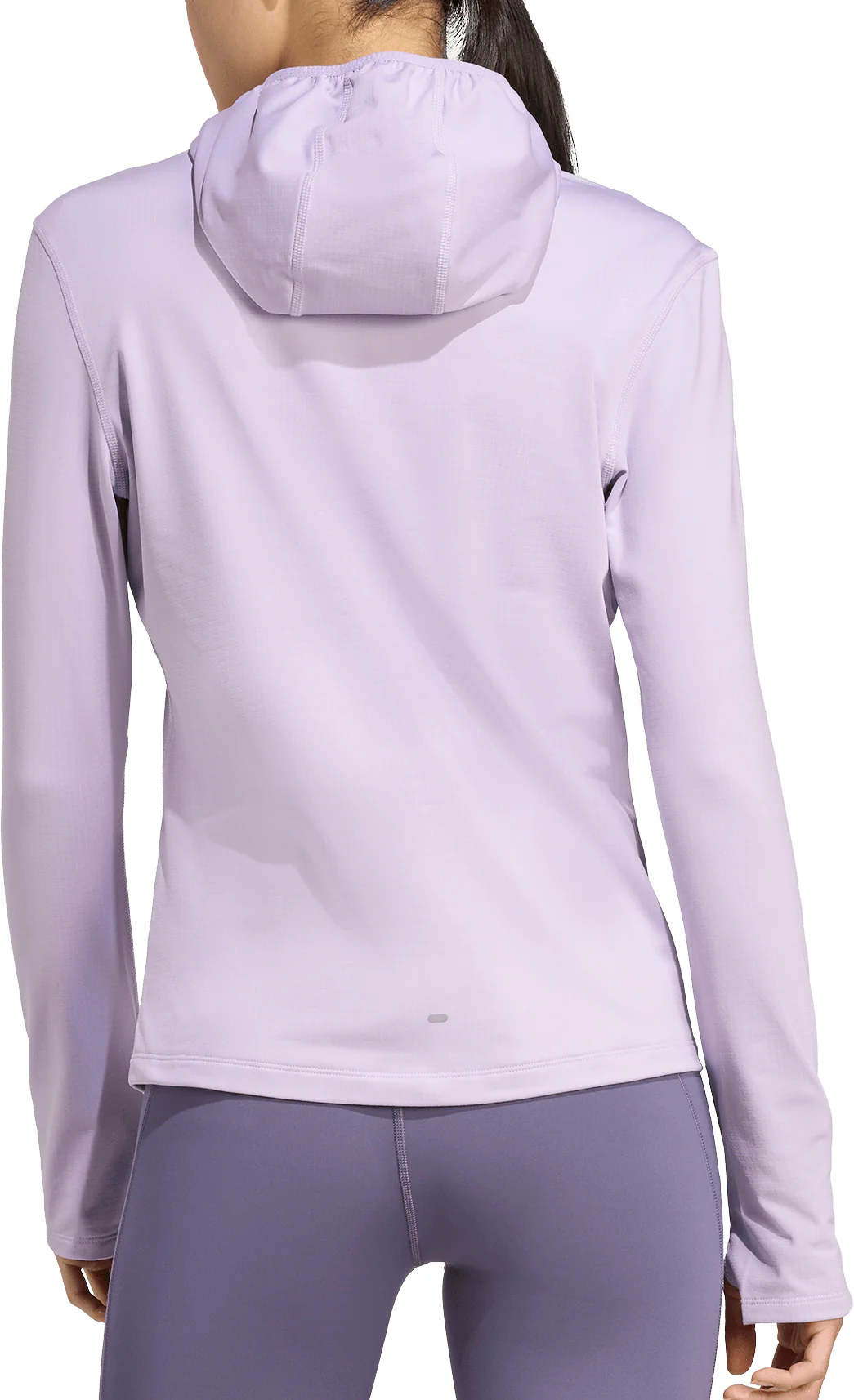 adidas Own The Run Winterized Hooded Half Zip Long Sleeve Womens Running Top - Purple - Image 2