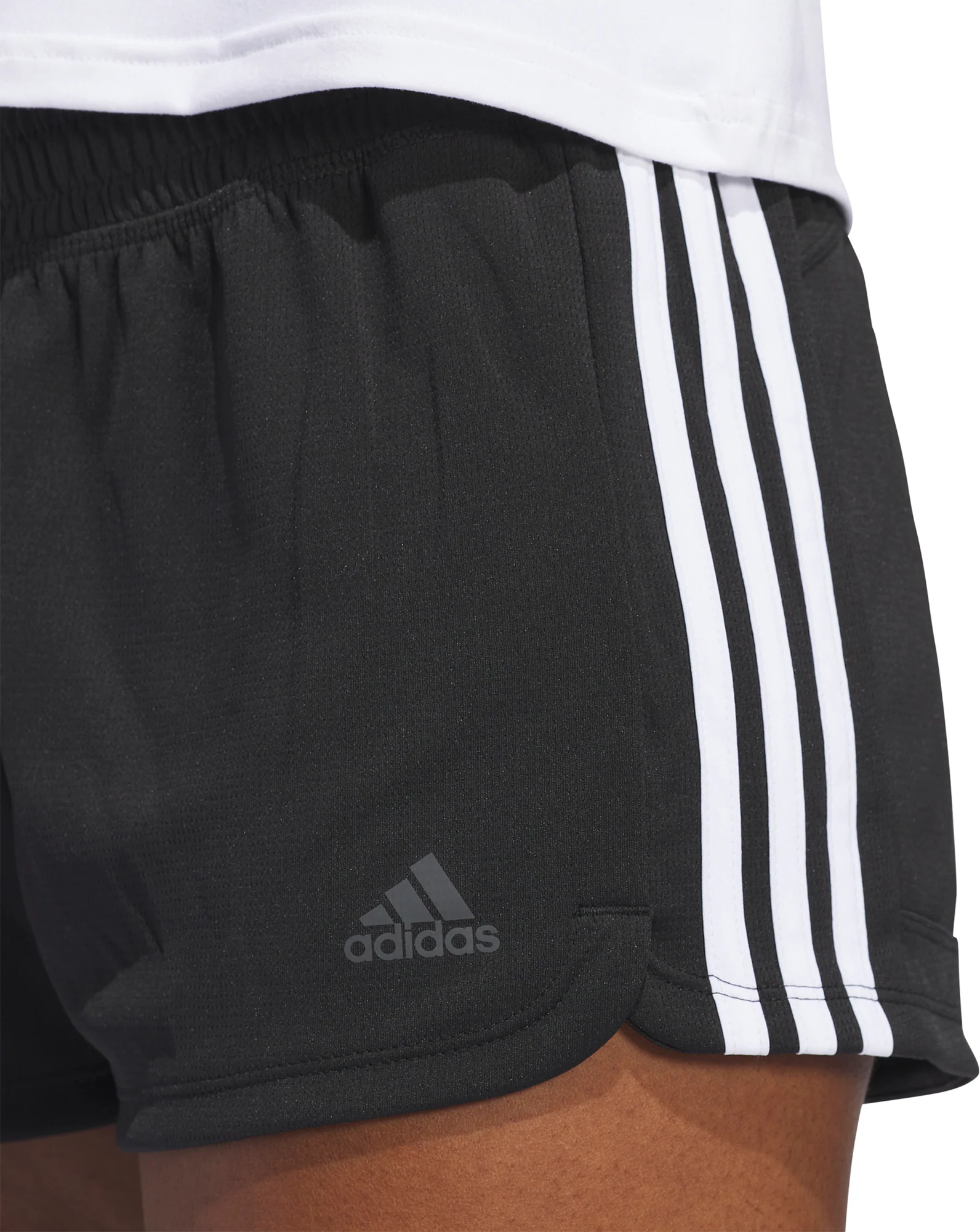adidas Pacer 3 Stripes Knit Womens Training Shorts - Black - Image 3