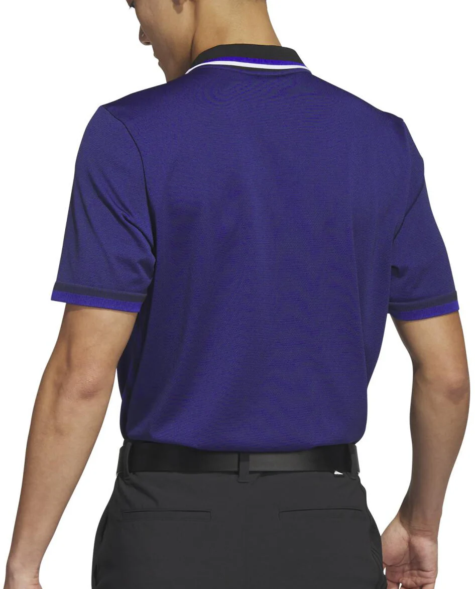 adidas PrimeKnit Short Sleeve Mens Golf Polo Shirt - Blue - Image 2