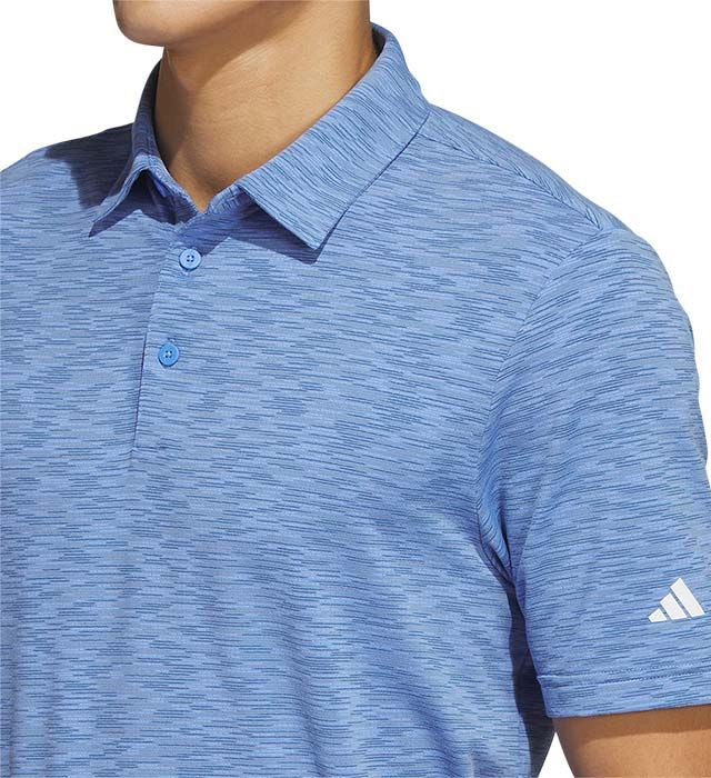 adidas Space Dye Short Sleeve Mens Golf Polo Shirt - Blue - Image 4