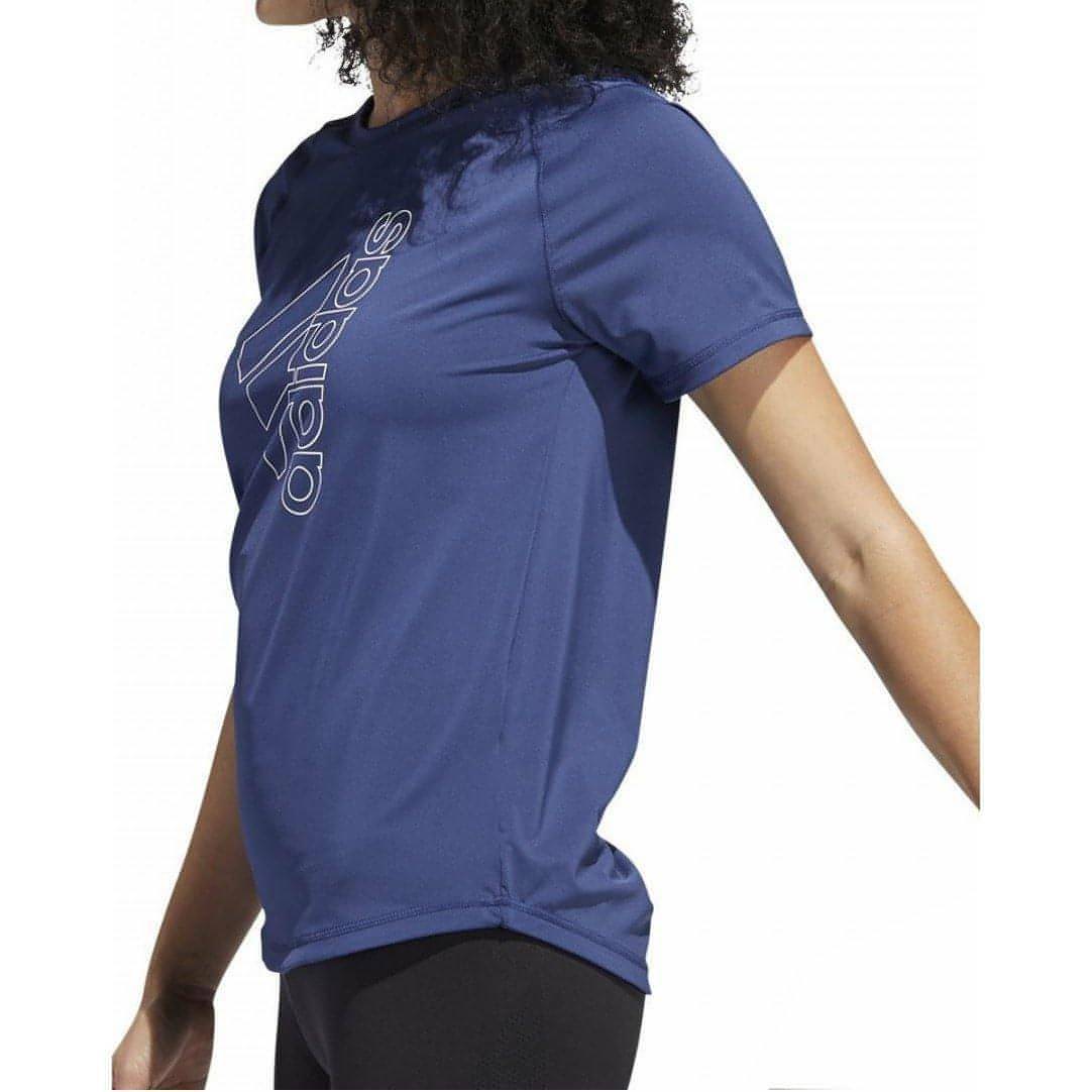adidas Tech Badge of Sport Short Sleeve Womens Training Top - Blue - Image 3
