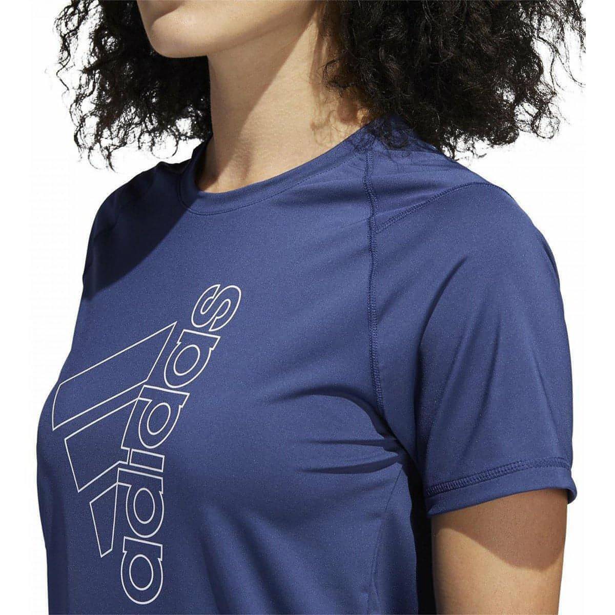 adidas Tech Badge of Sport Short Sleeve Womens Training Top - Blue - Image 4