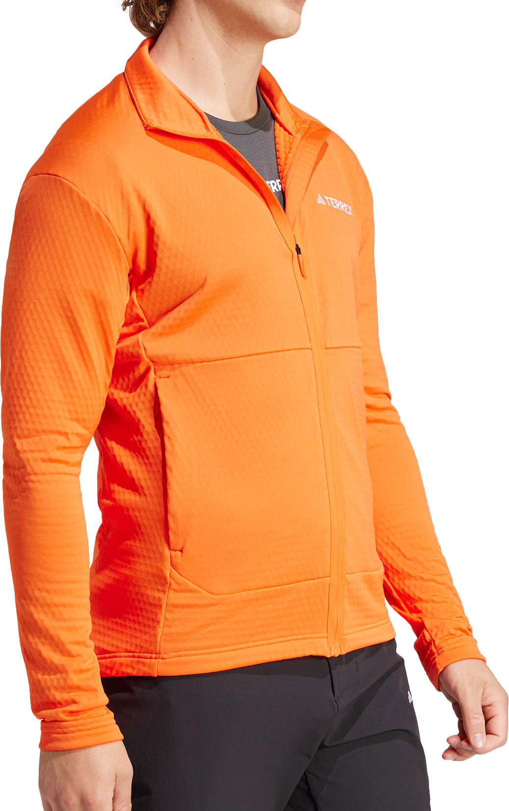 adidas Terrex Multi Light Full Zip Long Sleeve Mens Walking Top - Orange - Image 3