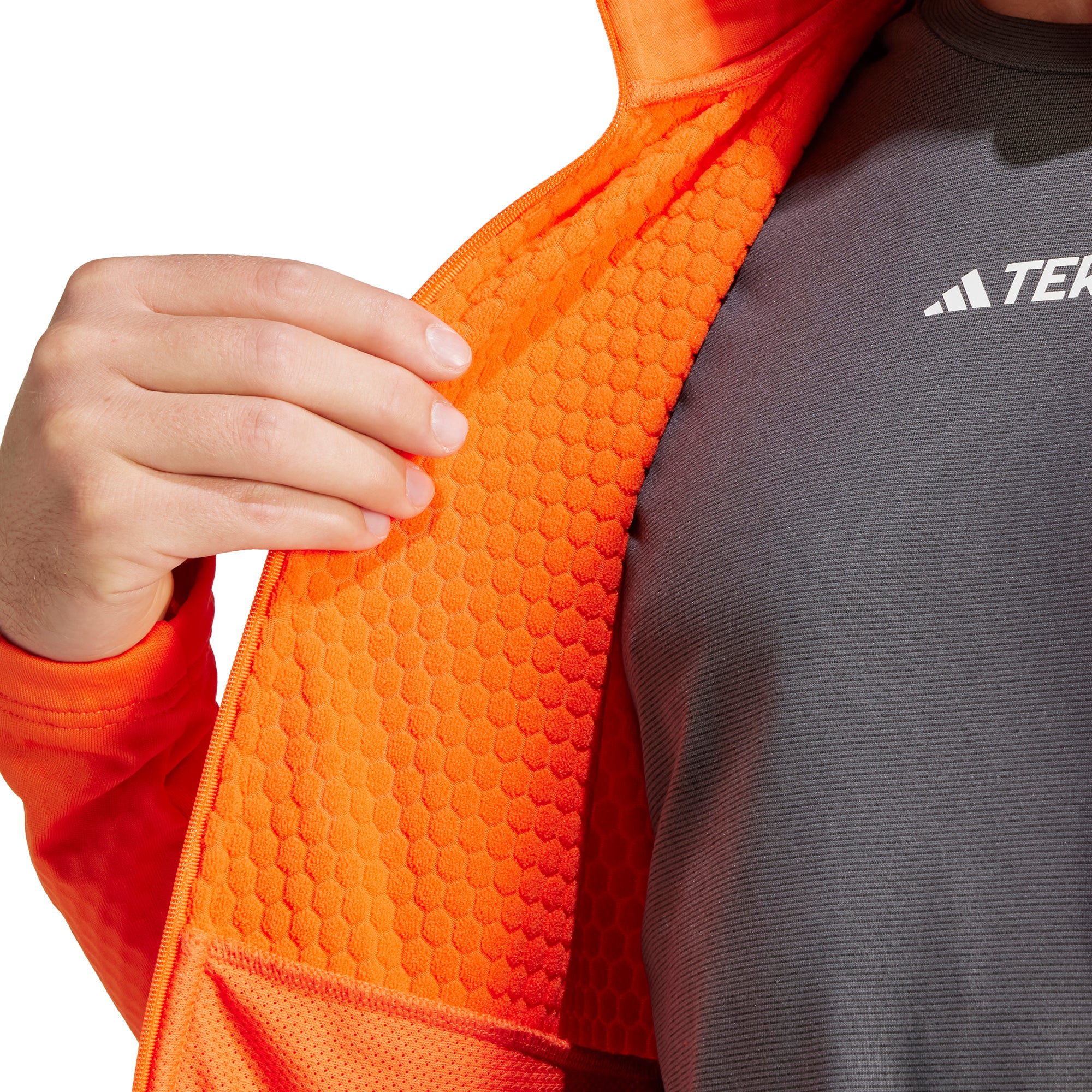 adidas Terrex Multi Light Full Zip Long Sleeve Mens Walking Top - Orange - Image 5