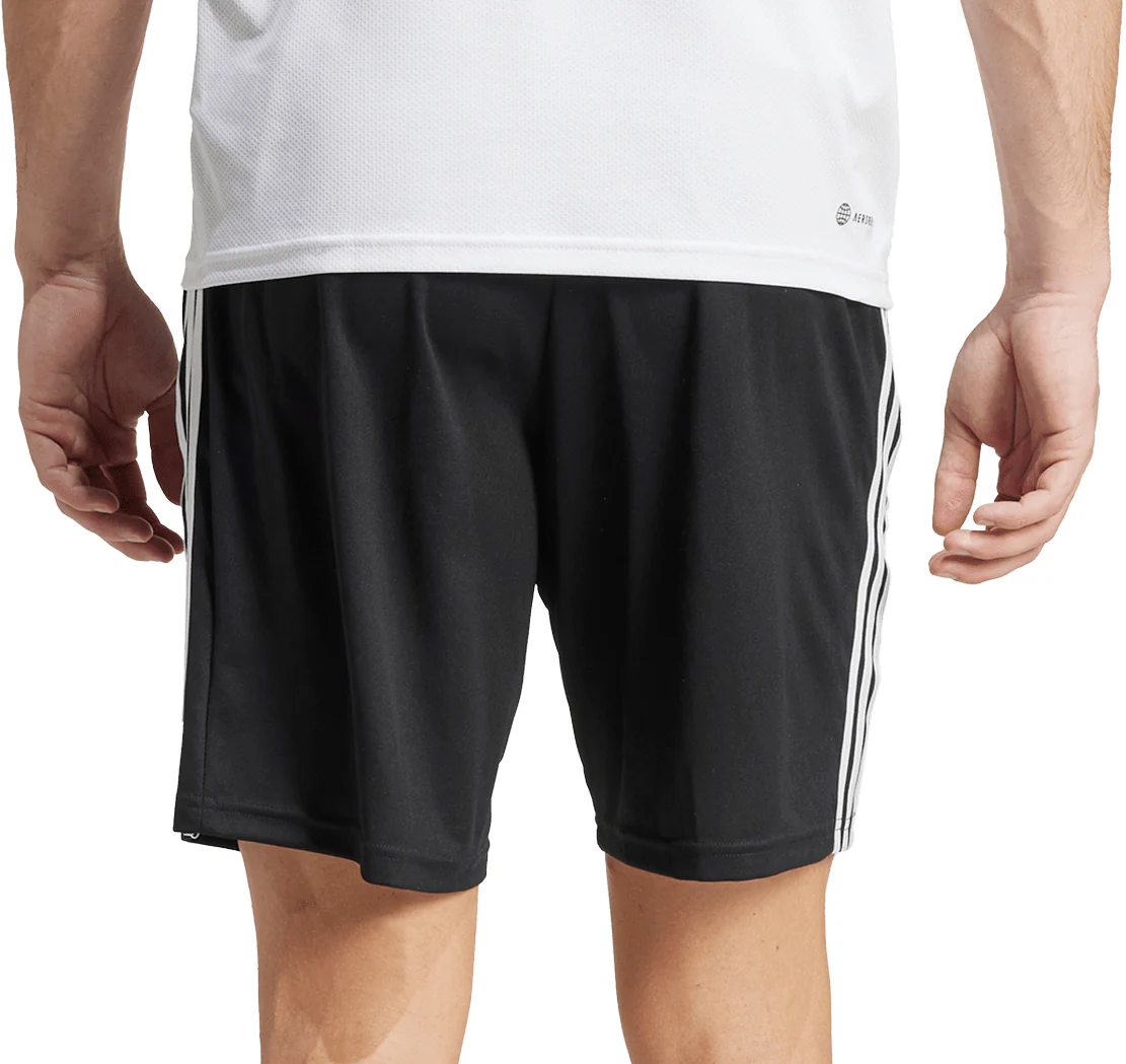 adidas Train Essentials Pique 3 Stripes Mens Training Shorts - Black - Image 2