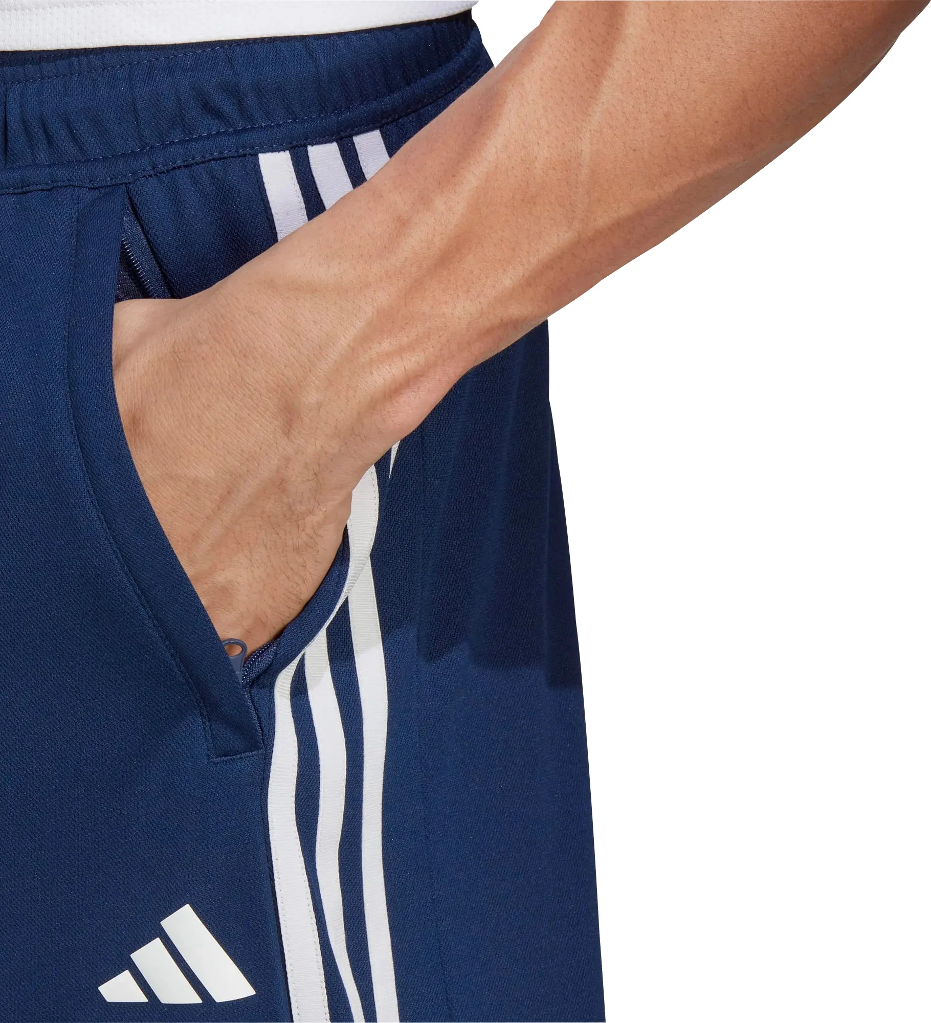adidas Train Essentials Pique 3 Stripes Mens Training Shorts - Blue - Image 2