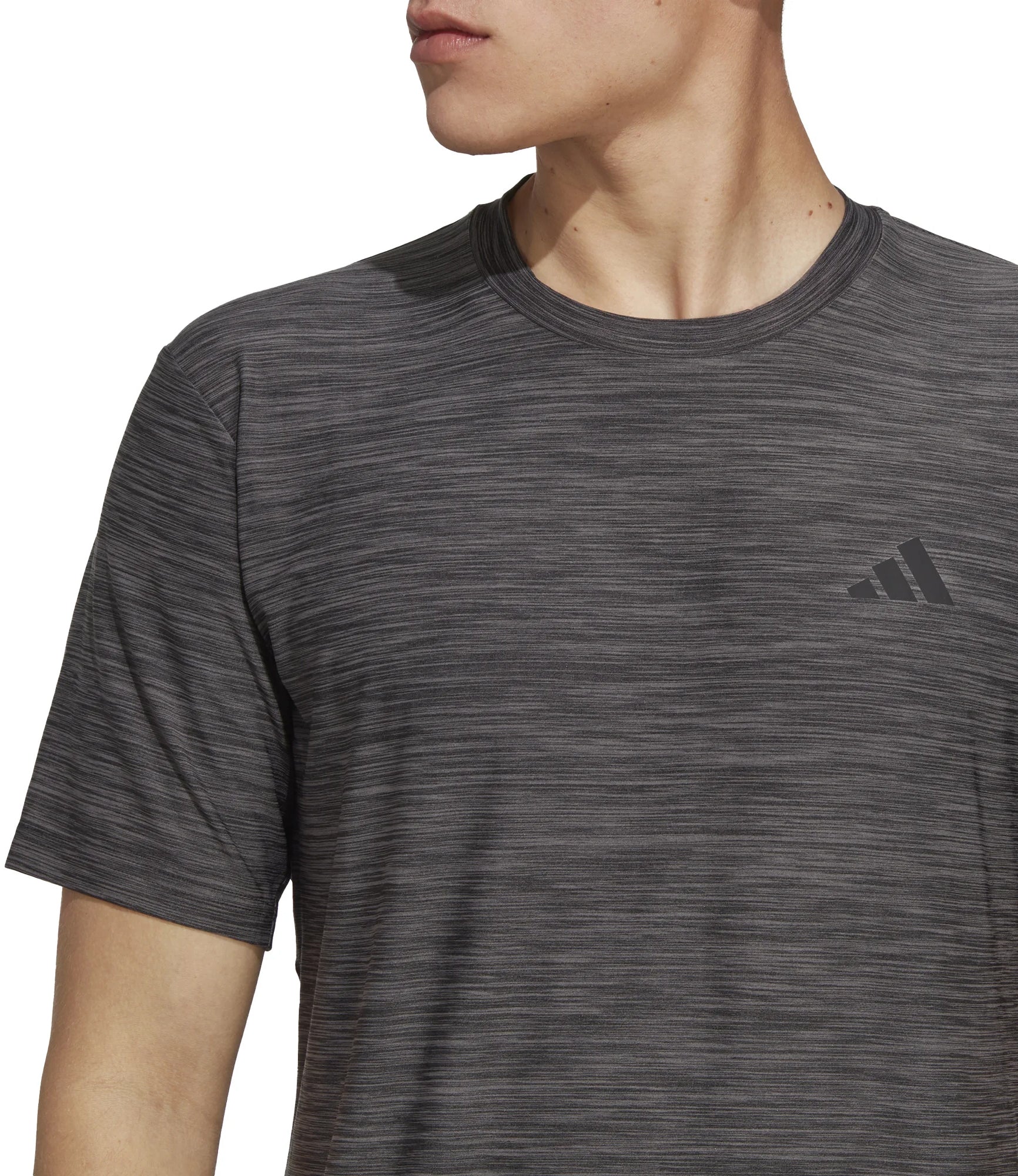 adidas Train Essentials Stretch Short Sleeve Mens Training Top - Grey - Image 3
