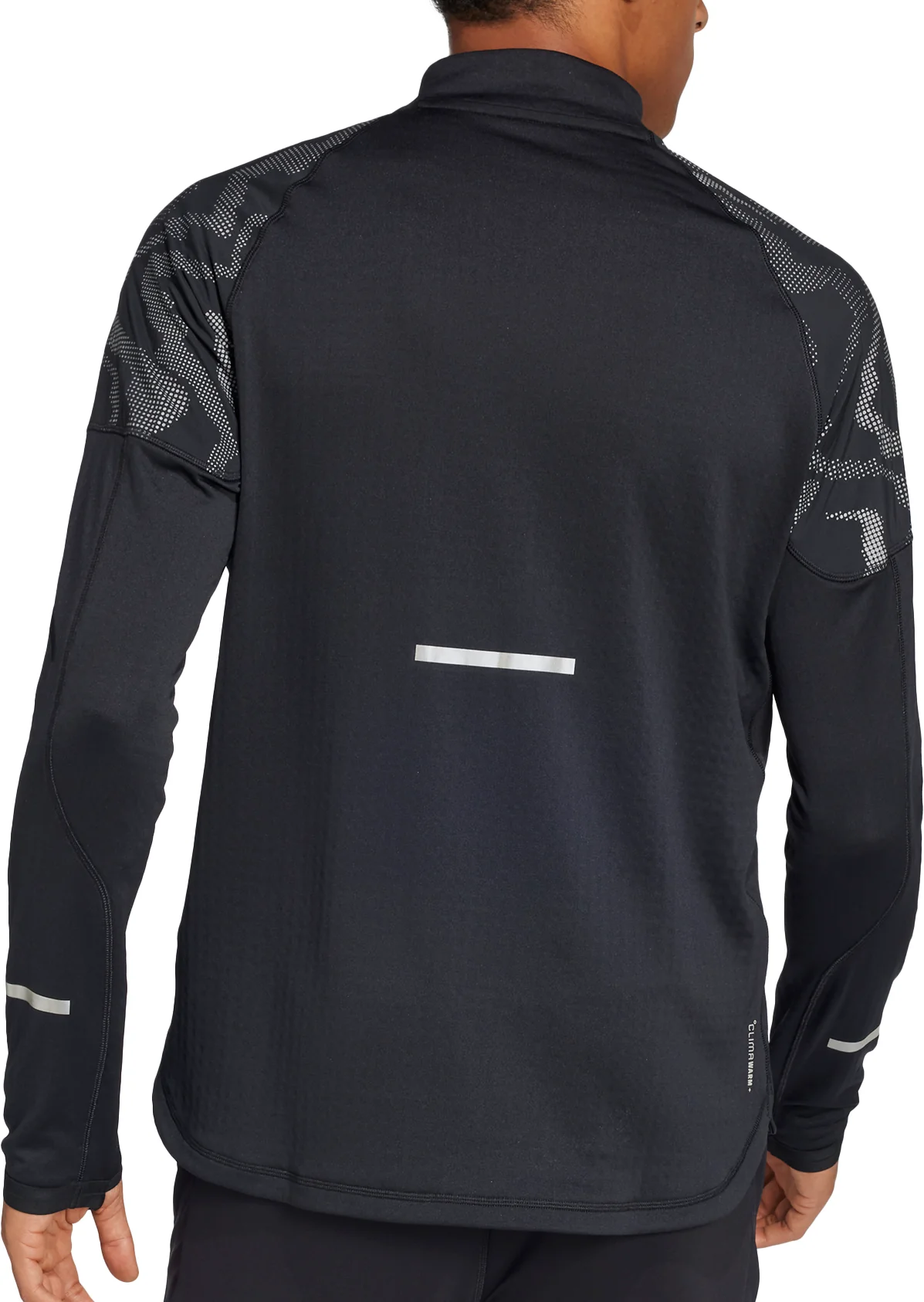 adidas Ultimate Hi Vis Reflective Half Zip Long Sleeve Mens Running Top - Black - Image 2