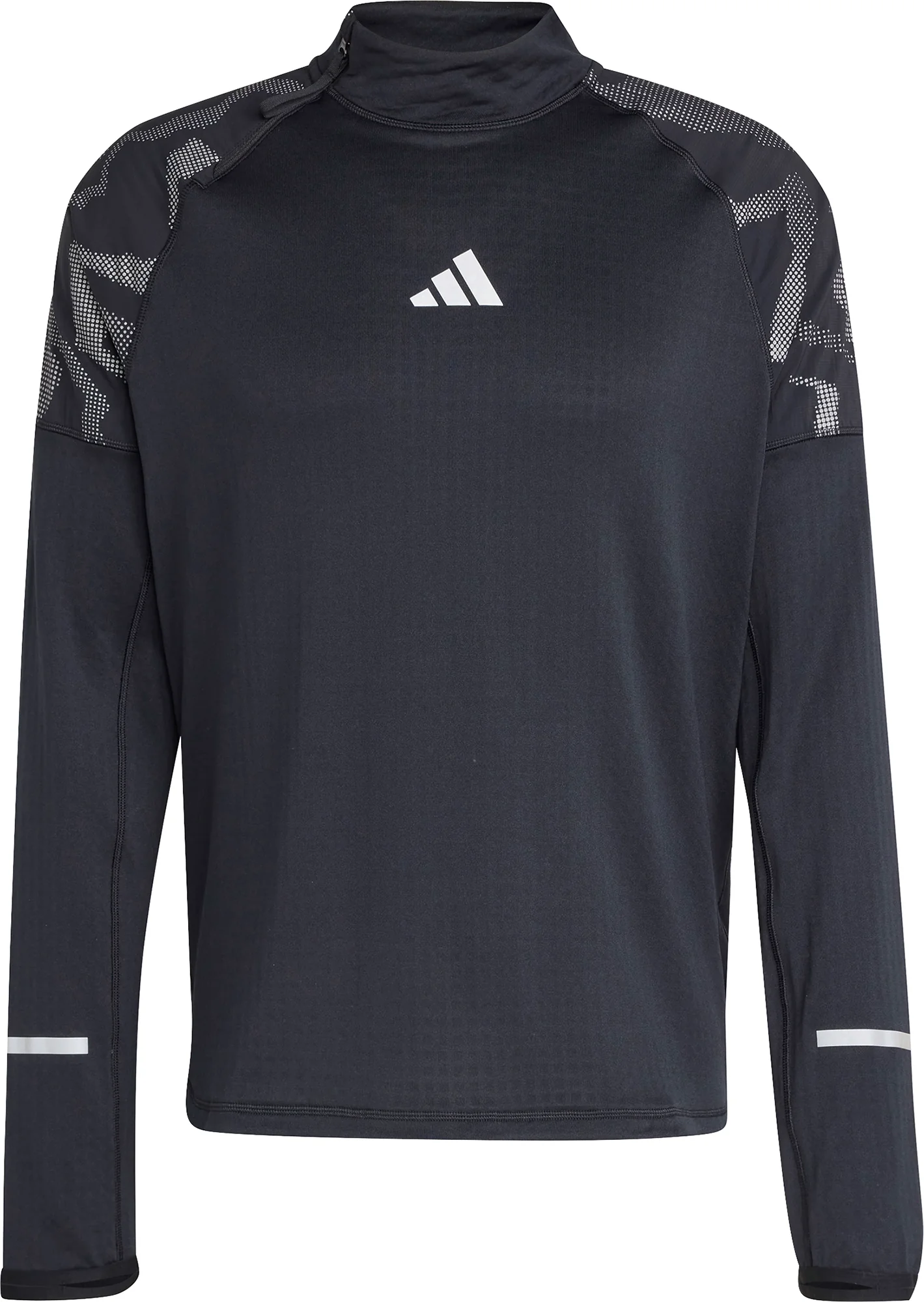 adidas Ultimate Hi Vis Reflective Half Zip Long Sleeve Mens Running Top - Black - Image 5