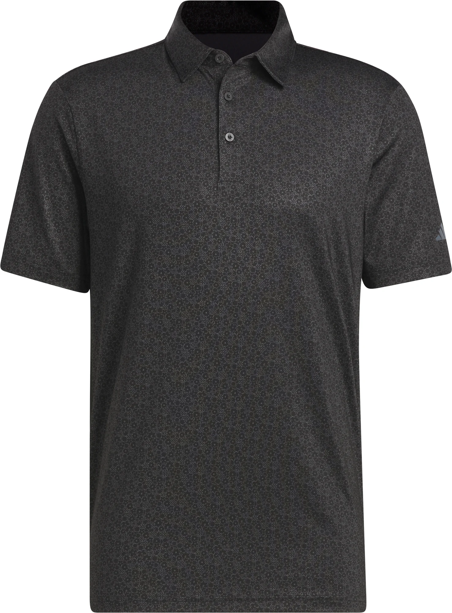 adidas Ultimate365 Allover Print Short Sleeve Mens Golf Polo Shirt - Black - Image 3