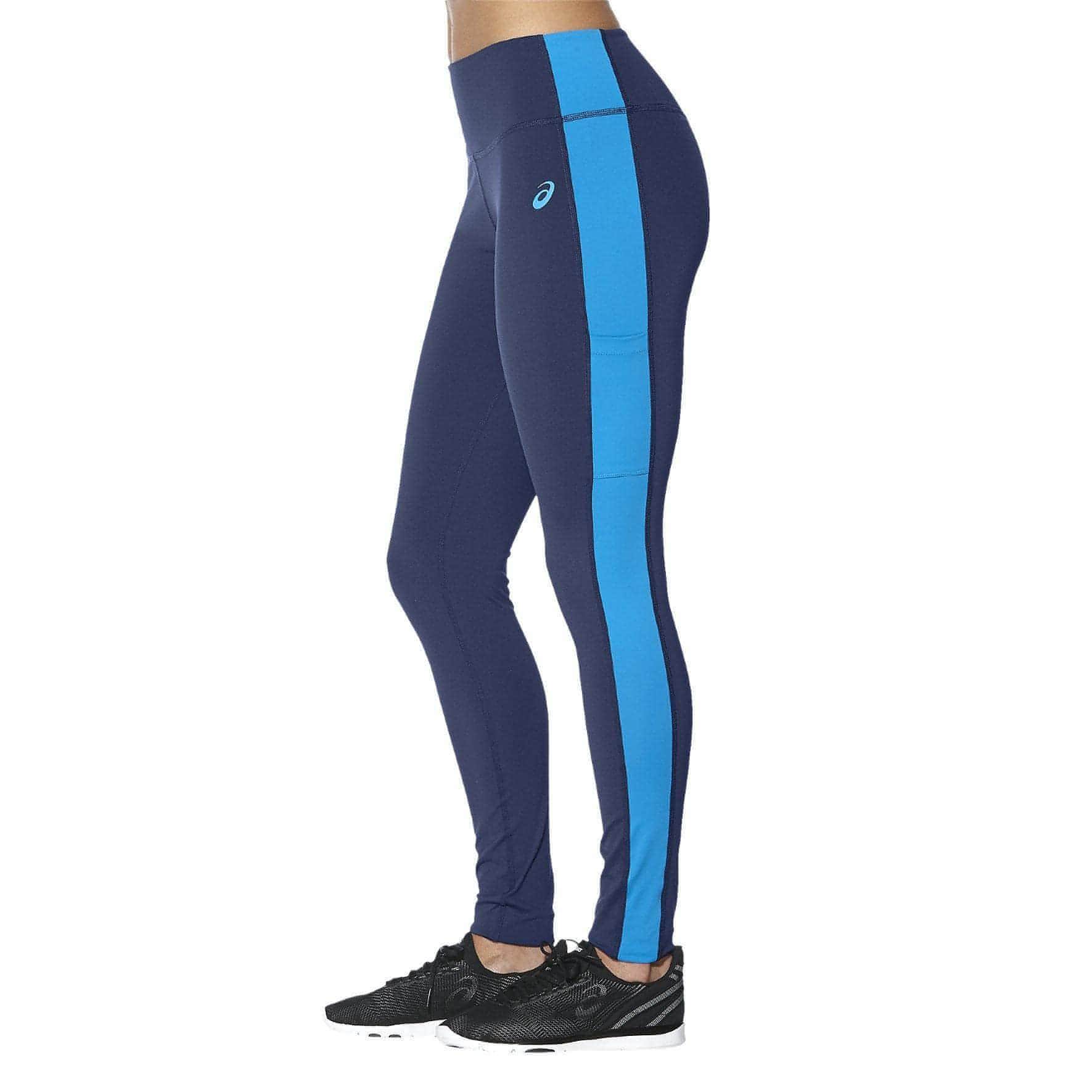 Asics Colour Block Womens 7/8 Running Tights - Blue - Image 3