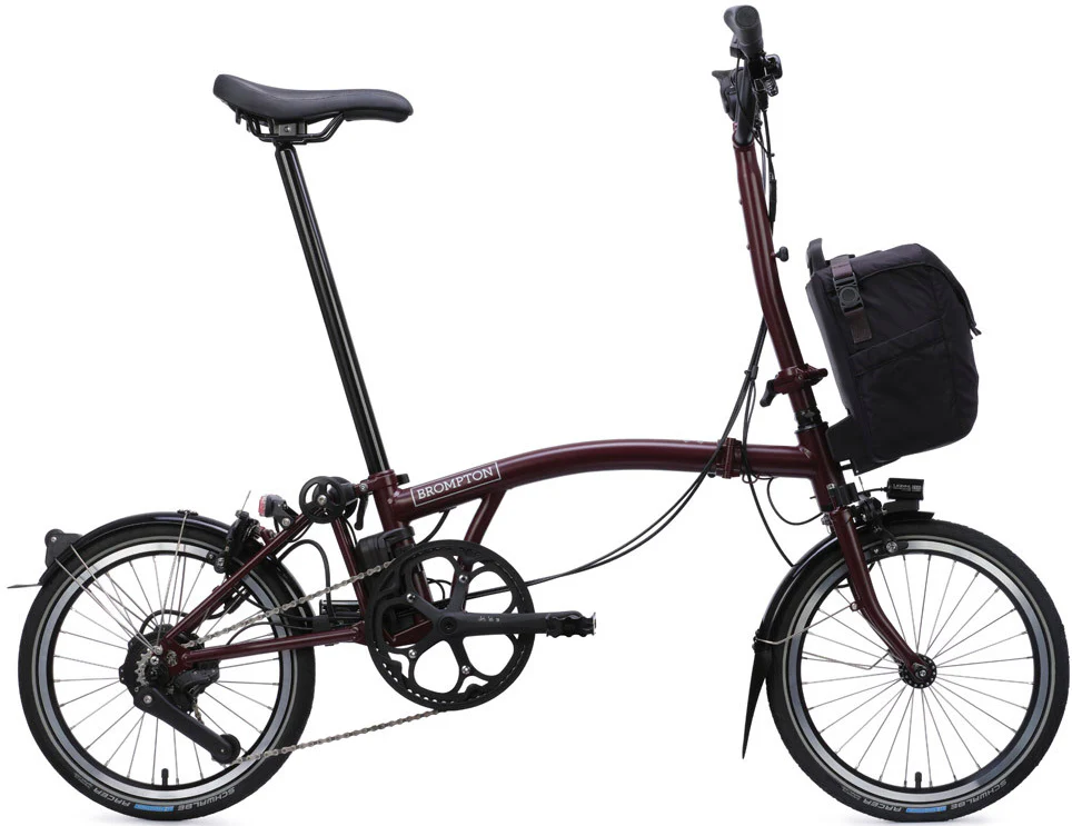Brompton C Line eMotiq 4-Speed Electric Folding Bike - Red Plum