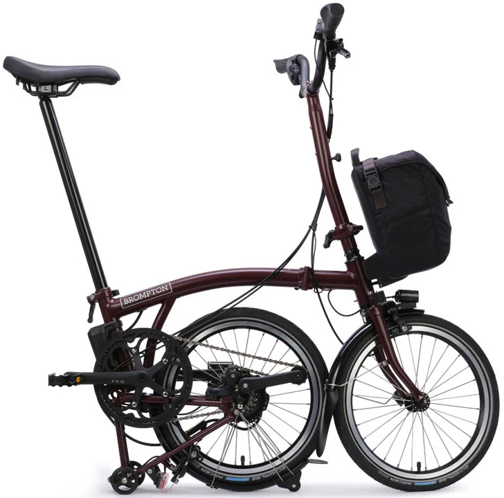 Brompton C Line eMotiq 4-Speed Electric Folding Bike - Red Plum - Image 2