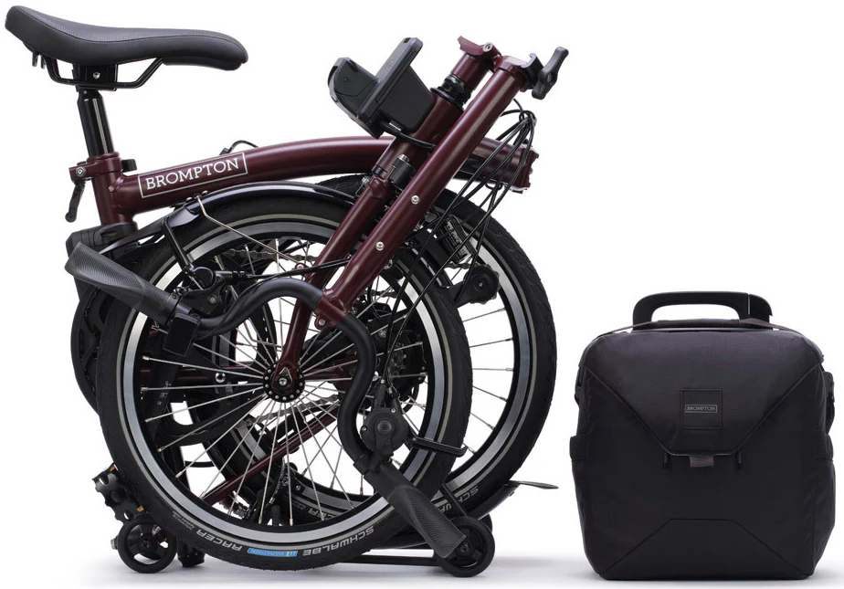 Brompton C Line eMotiq 4-Speed Electric Folding Bike - Red Plum - Image 3