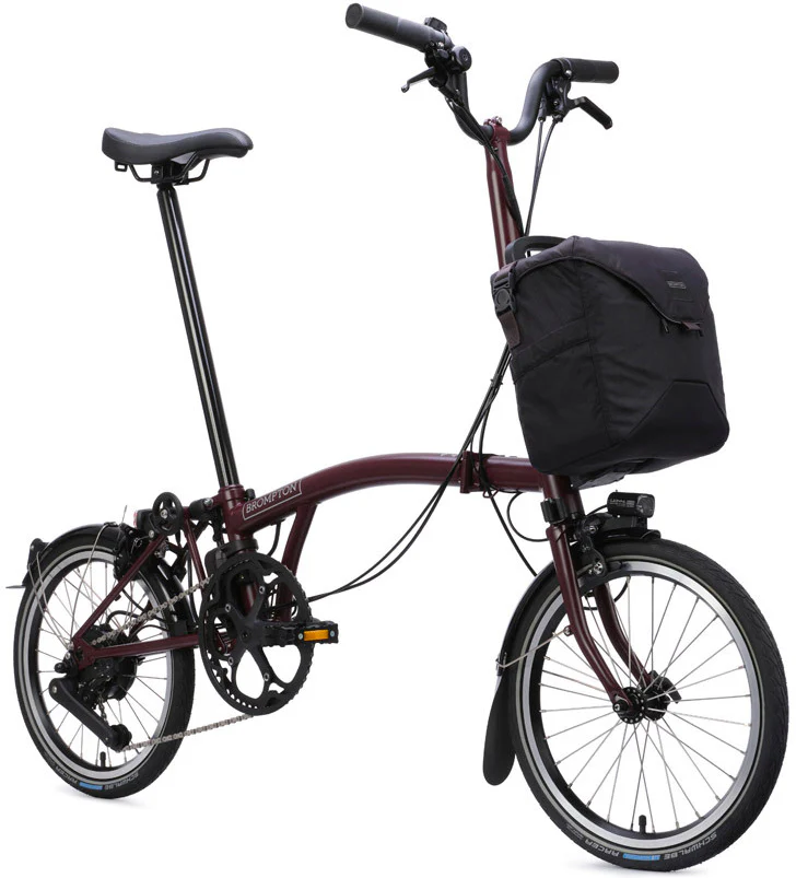 Brompton C Line eMotiq 4-Speed Electric Folding Bike - Red Plum - Image 4