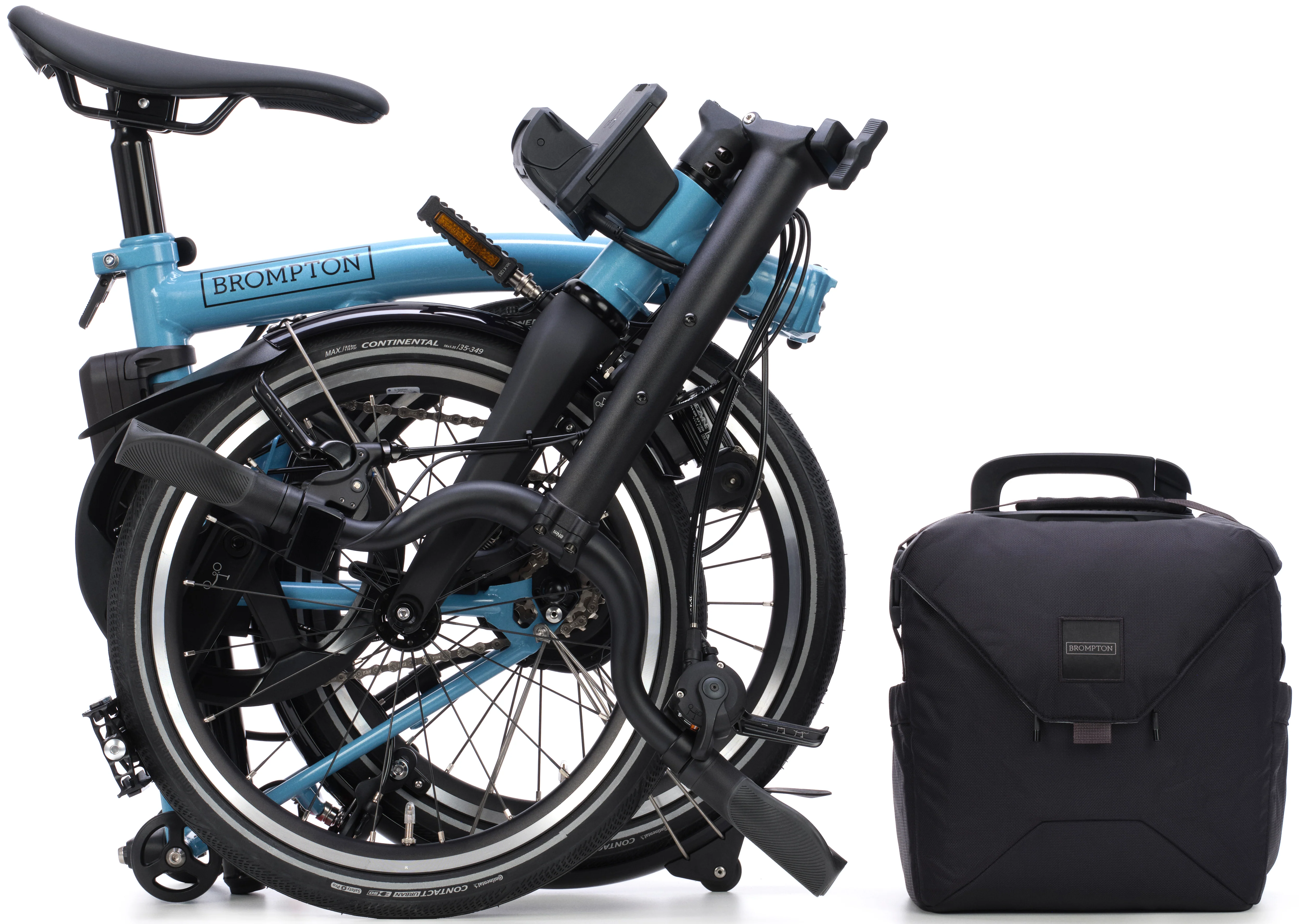 Brompton P Line eMotiq 4-speed Electric Folding Bike - Cloud Metallic - Image 3