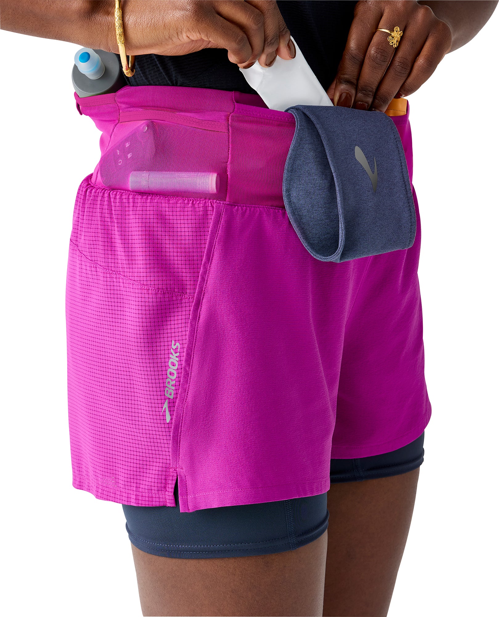 Brooks 3 Inch high Point 2.0 2 In 1 Womens Running Shorts - Pink - Image 3