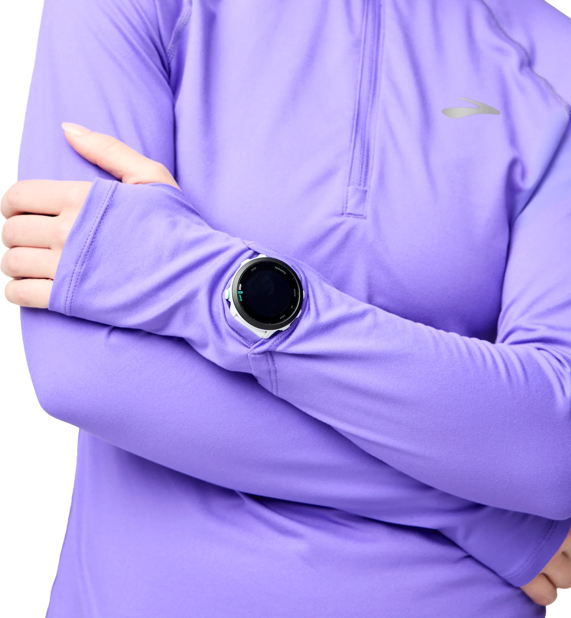 Brooks Dash 3.0 Half Zip Long Sleeve Womens Running Top - Purple - Image 3