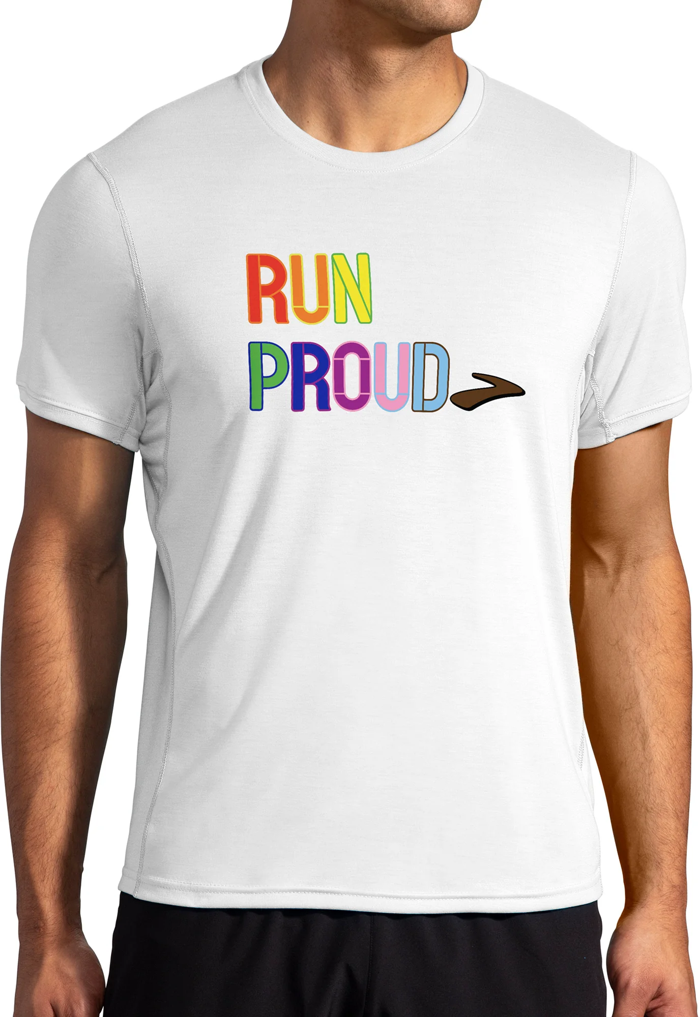 Brooks Distance Graphic Short Sleeve Mens Running Top - White