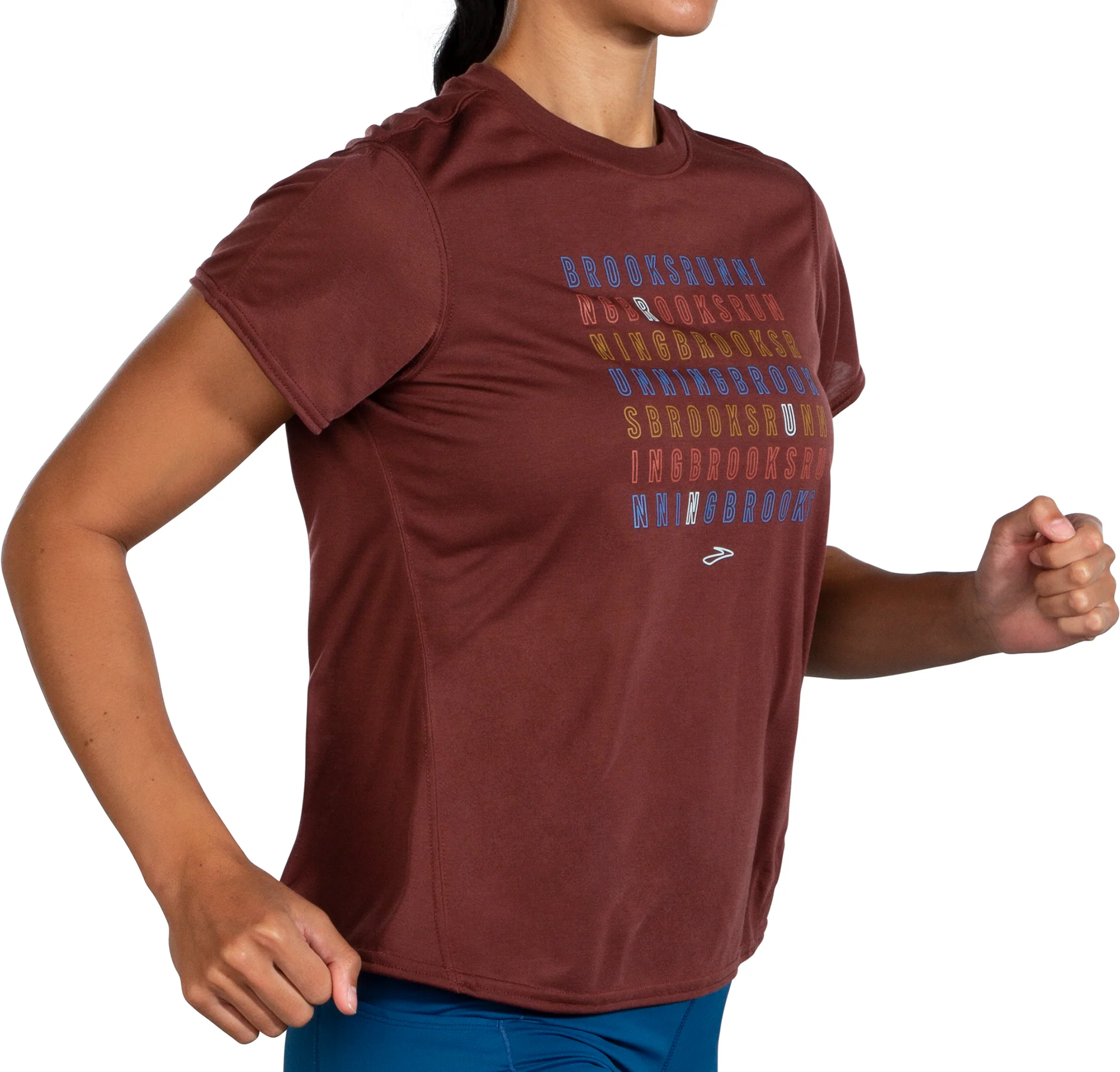 Brooks Distance Graphic Short Sleeve Womens Running Top - Red - Image 3
