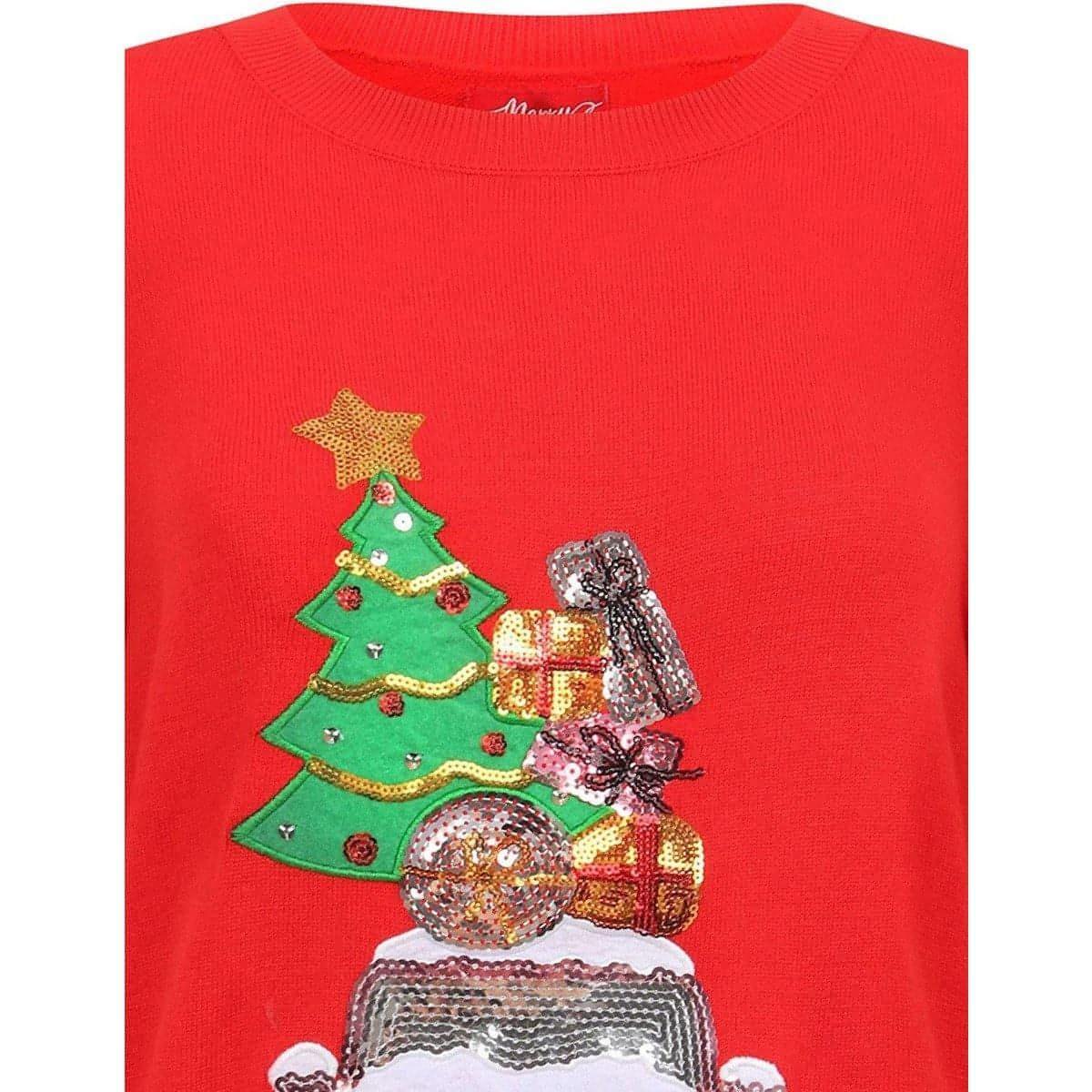 Seasons Greetings Packed Car Womens Christmas Jumper - Red - Image 3