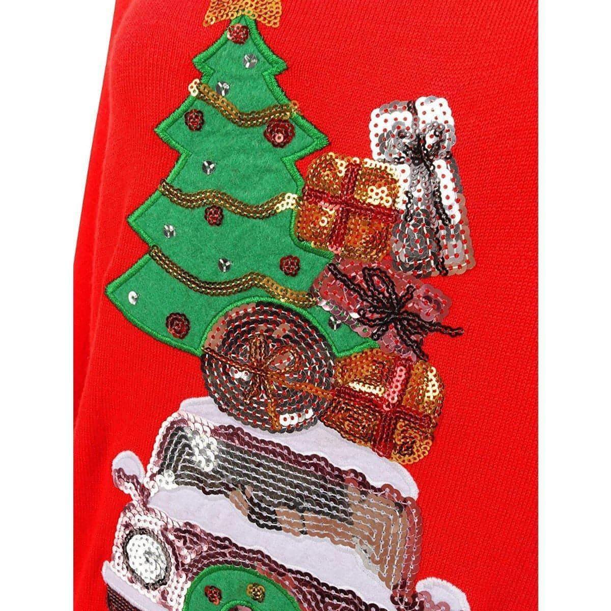 Seasons Greetings Packed Car Womens Christmas Jumper - Red - Image 4